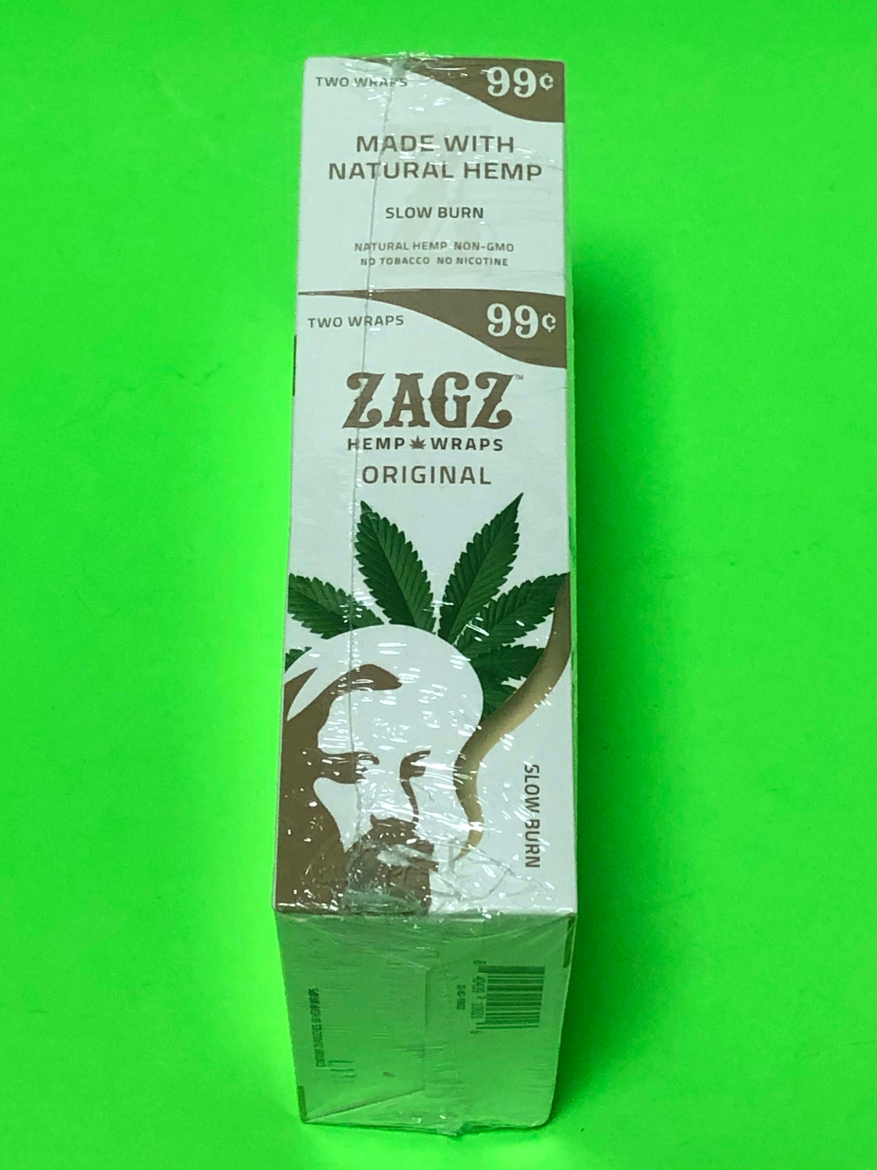 FREE GIFTS??Zagz Original 50 High Quality Natural Hemp Wraps 25 pks No??Tobacco Full??