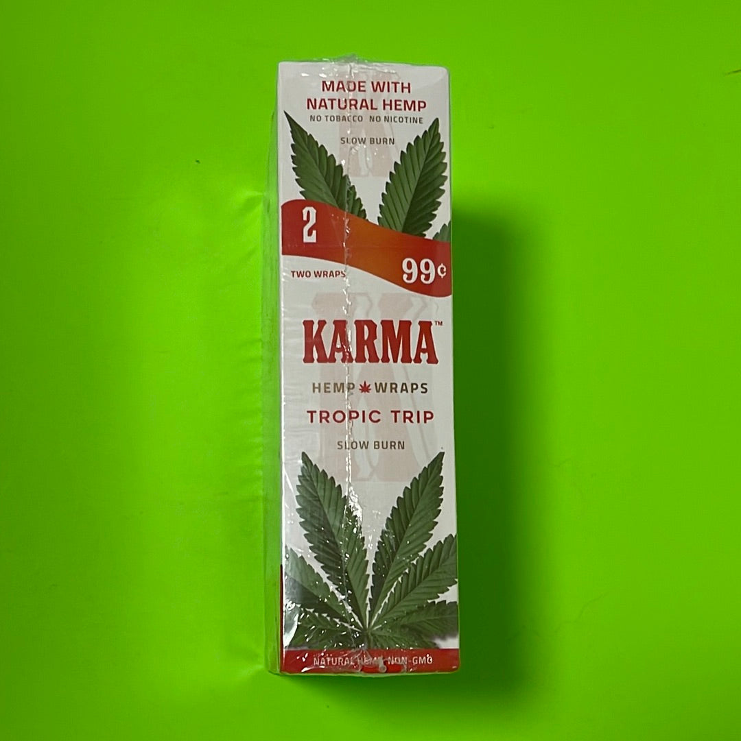 FREE GIFTS??Karma Tropic Trip 50 High Quality Natural Hemp Wraps 25 pks No??Tobacco Full??