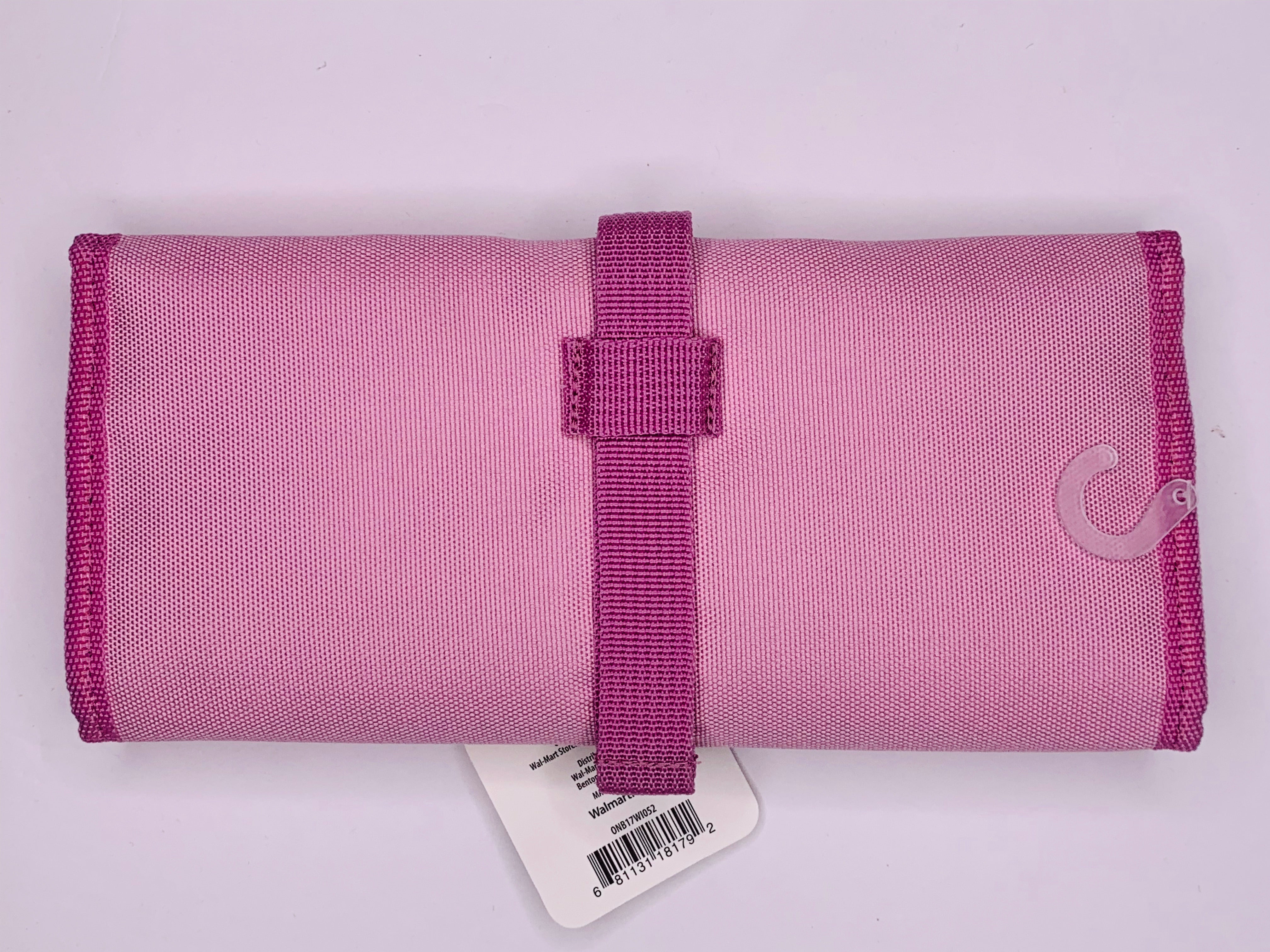 Onn Tri-Fold Gadget Organizer Pockets Pouches Elastic Straps Pink