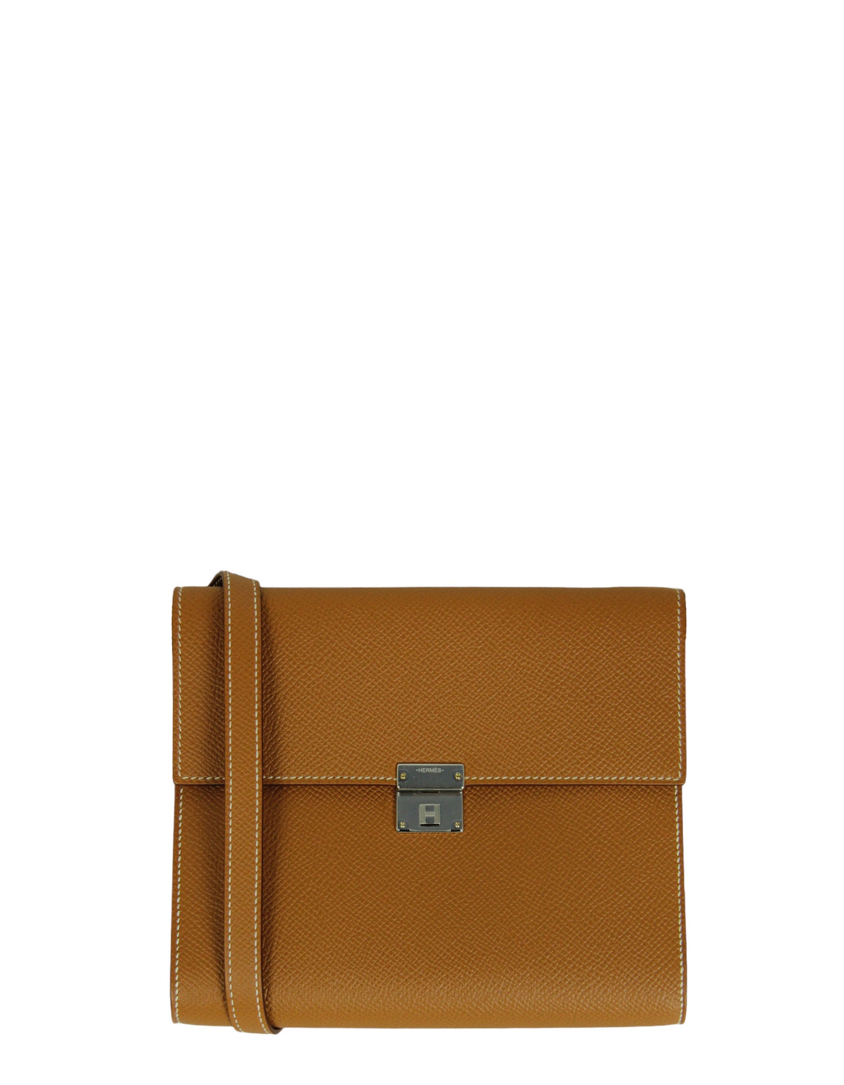 Hermes Tan Gold Epsom Leather Clic 16 Wallet On Strap Crossbody Bag