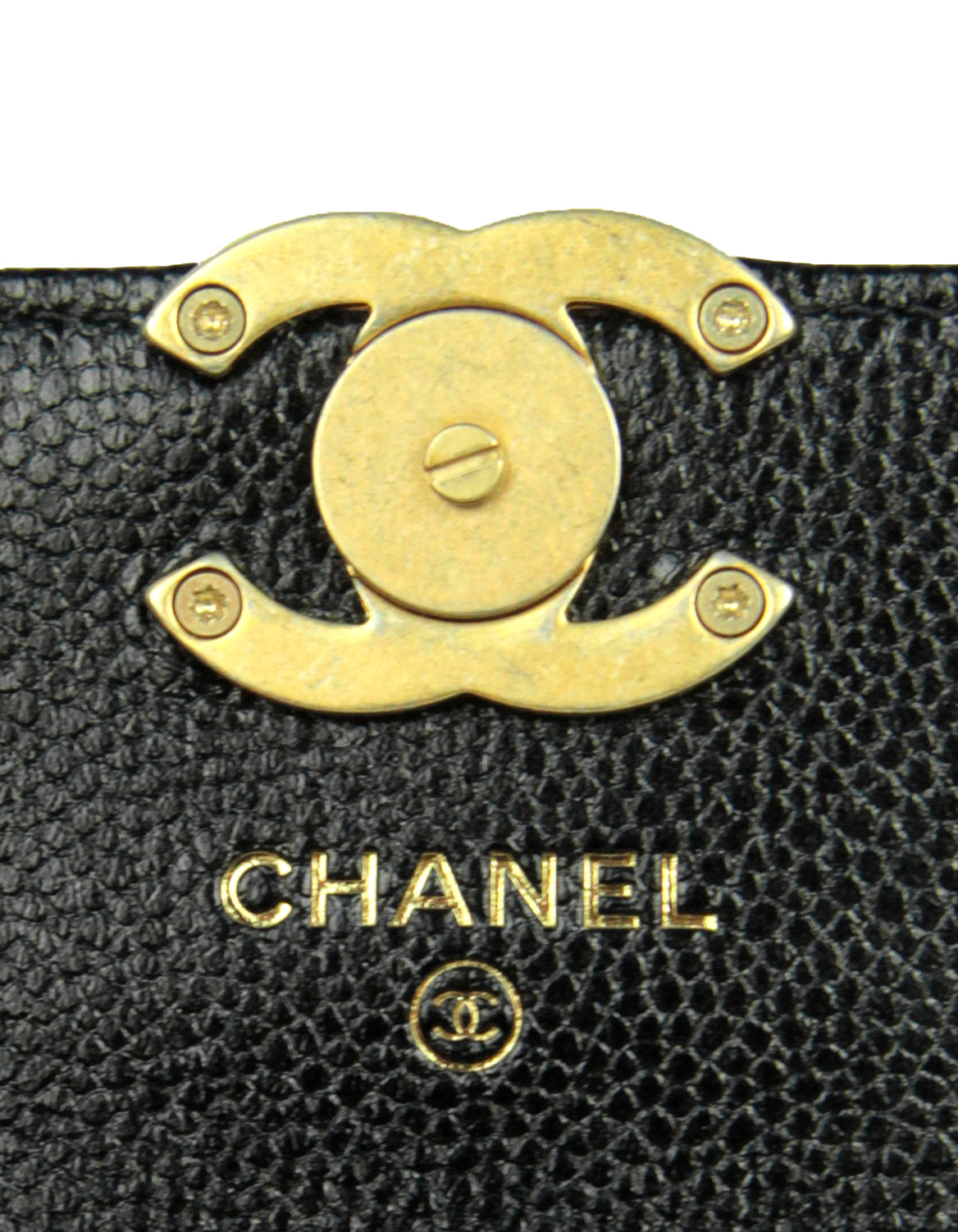 Chanel Black & Gold Caviar Leather Mini Melody Belt Bag Card Holder