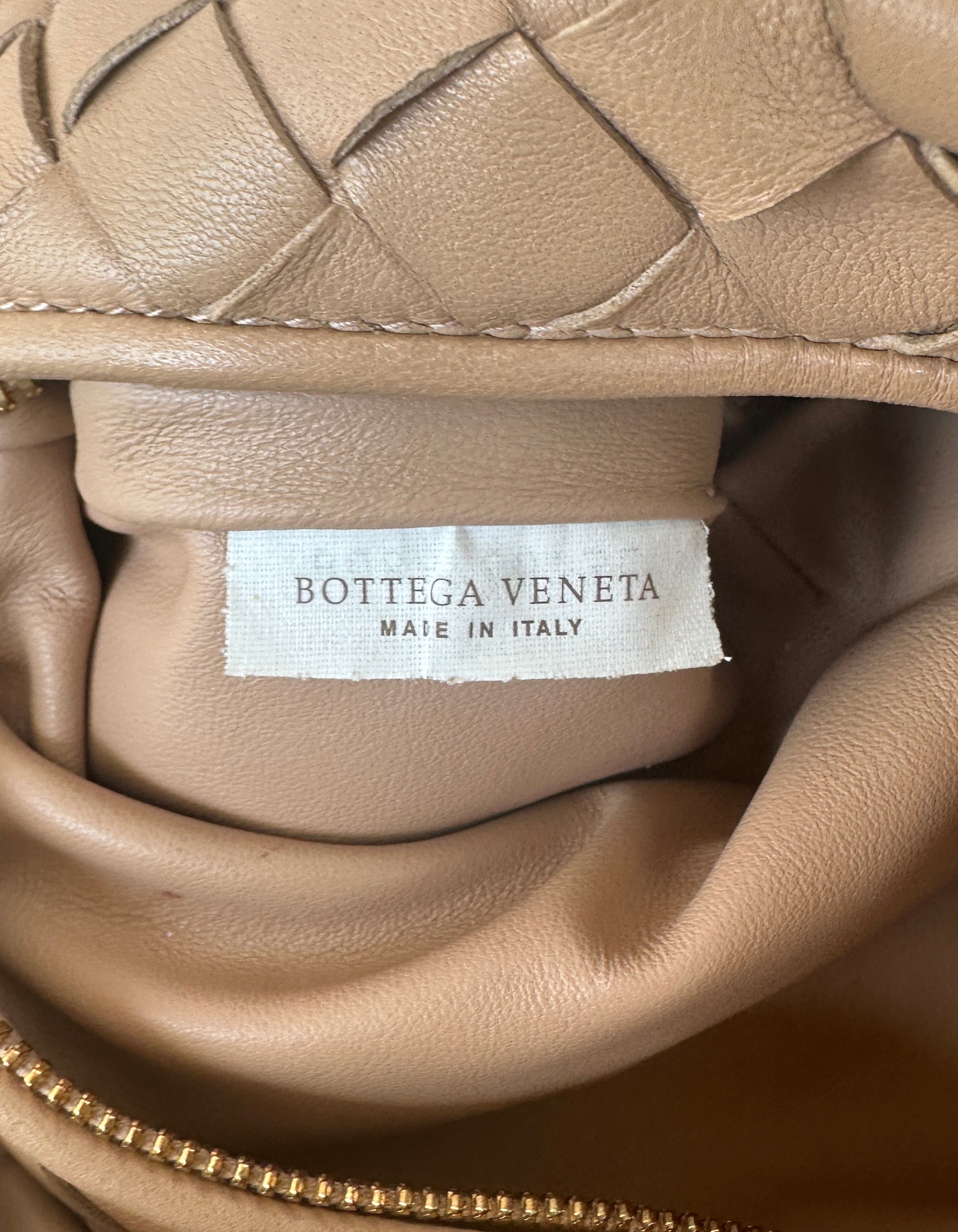 Bottega Veneta Almond Beige Leather Mini Jodie Hobo Bag
