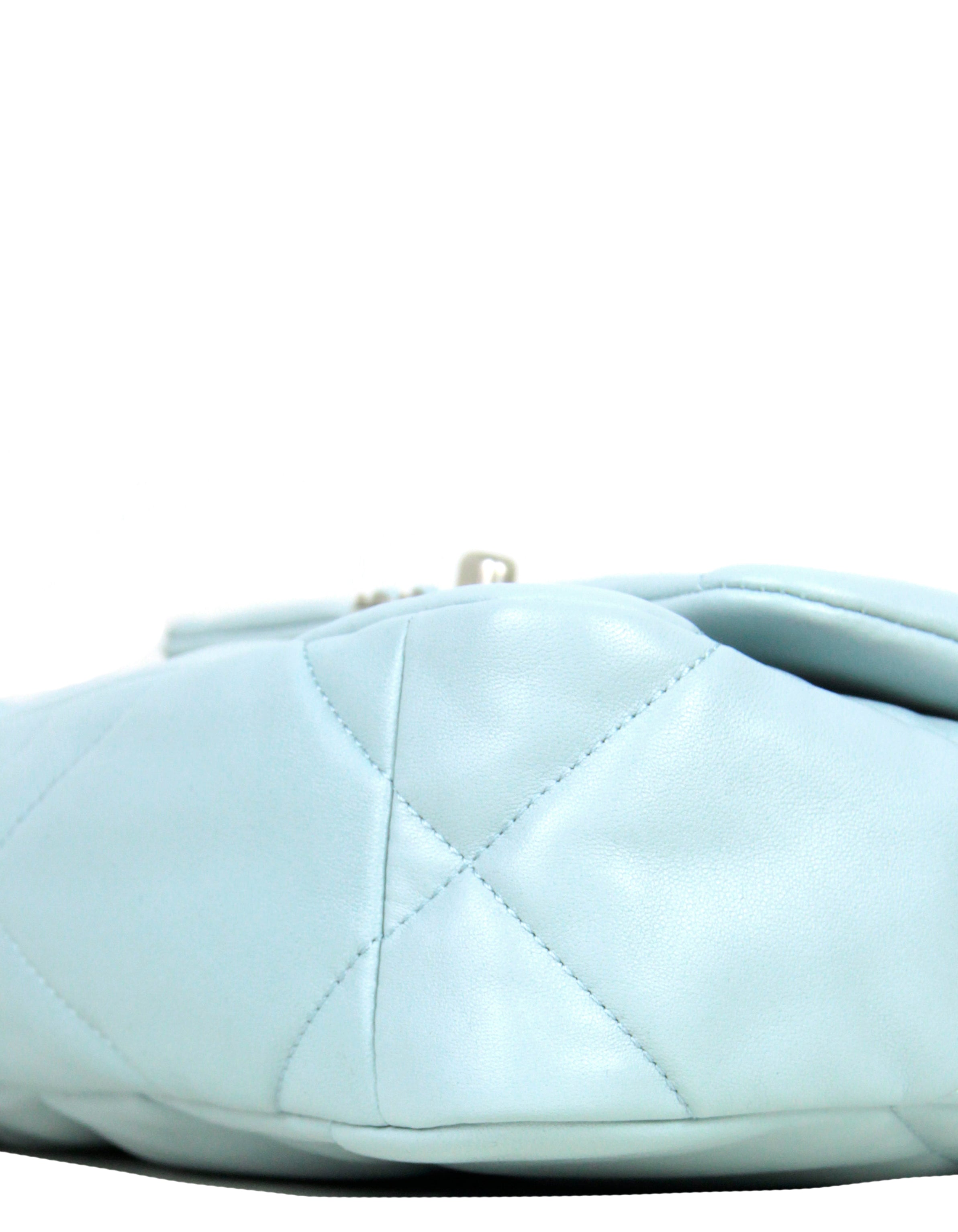 Chanel NWT 2022 Light Blue Lambskin Quilted Medium 19 Bag