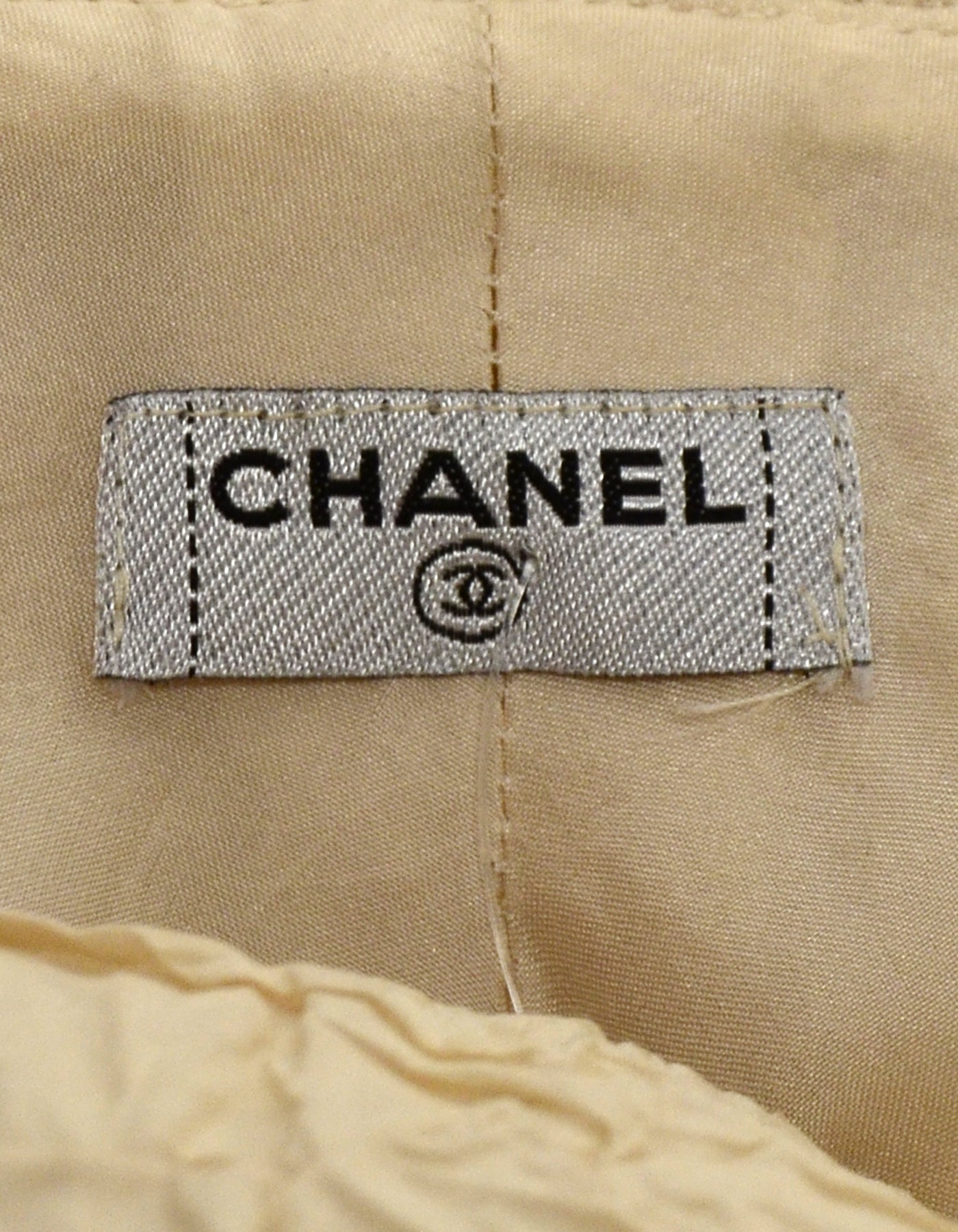 Chanel Cream Embroidered Brocade Jacket w/ Ruffle Collar