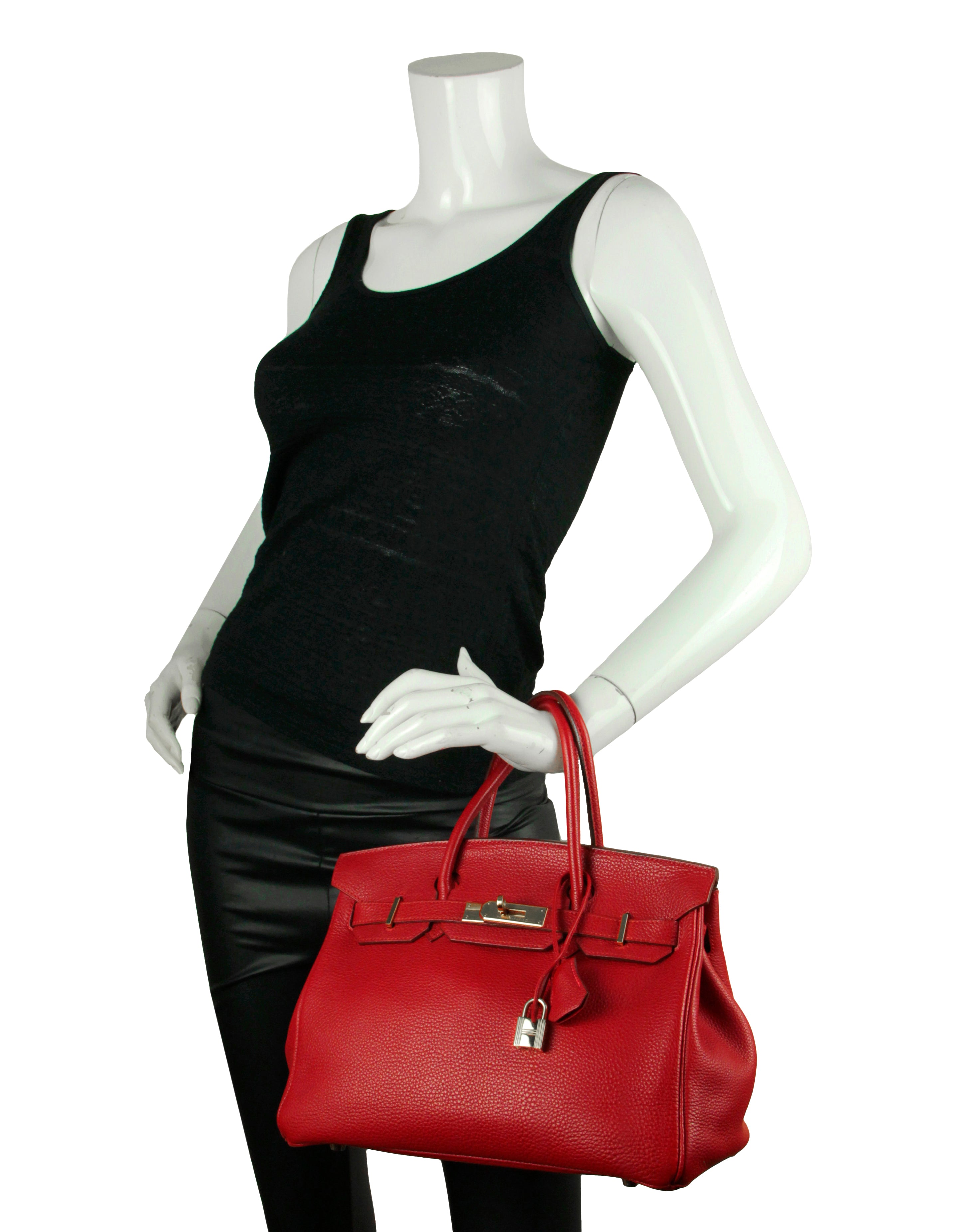 Hermes Rouge Vif Red Togo Leather 30cm Birkin Bag GHW