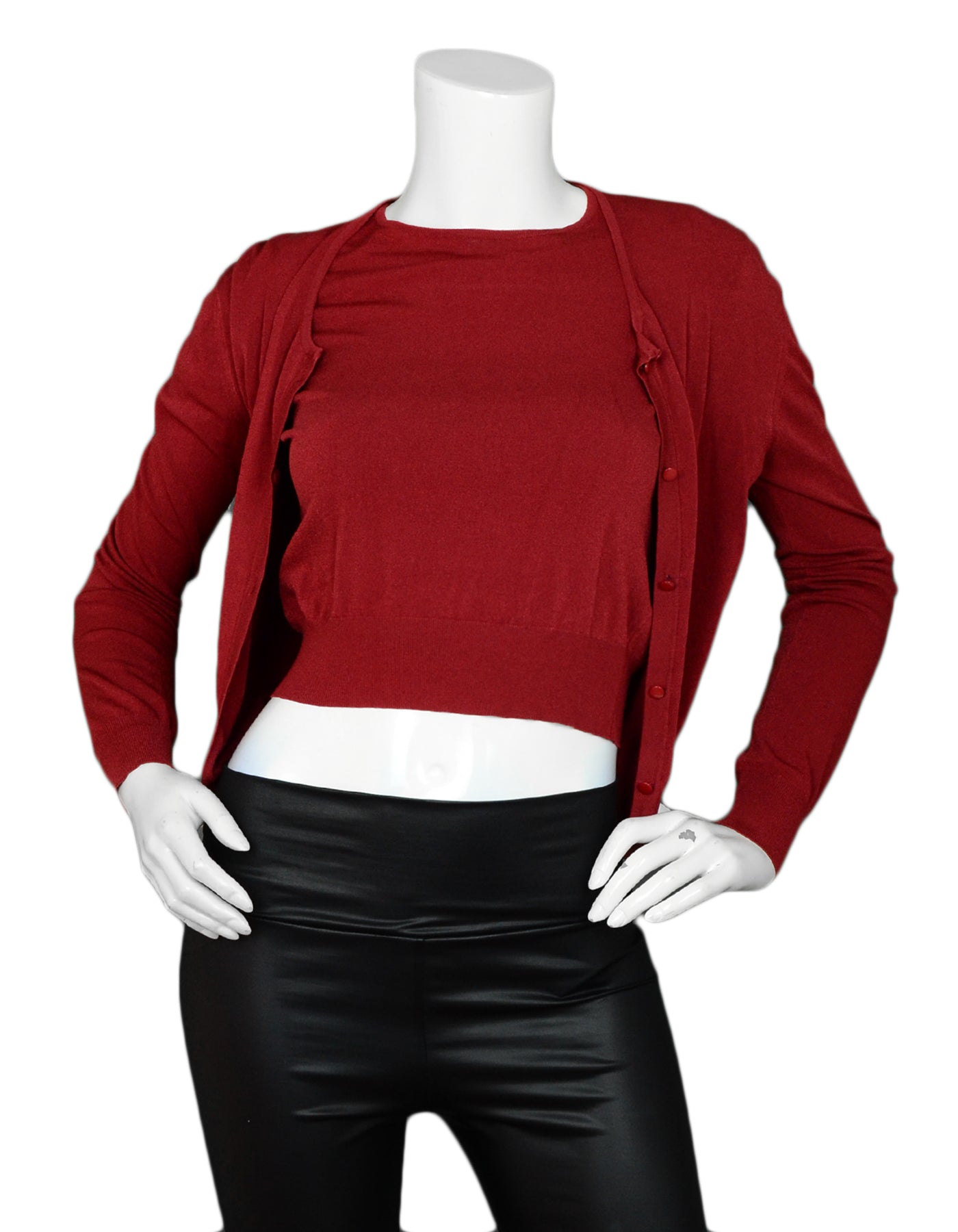 Alaia Rust Viscose Two-piece Sweater Set sz M