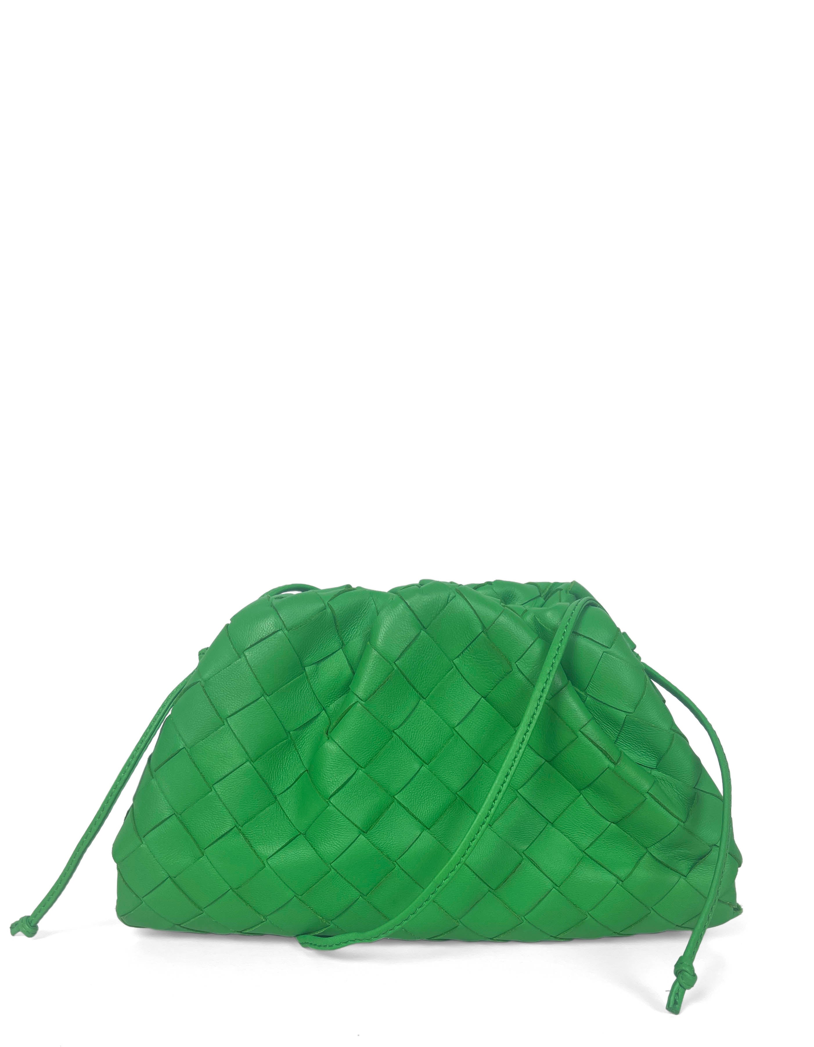Bottega Veneta Green Intrecciato Leather The Mini Pouch Crossbody Bag
