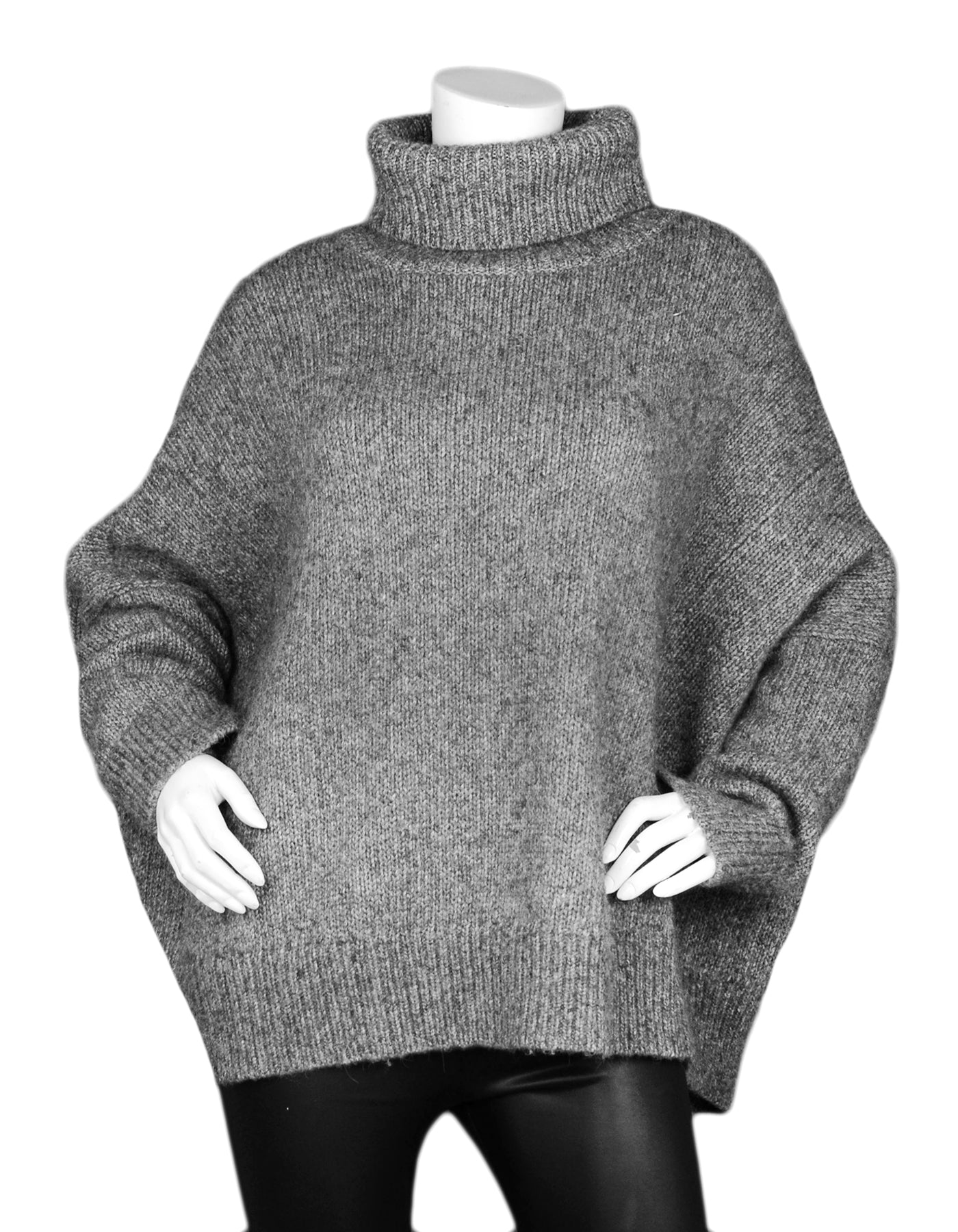 Co 2019 Grey Oversized Alpaca and Prima Cotton-Blend Turtleneck Sweater sz M/L