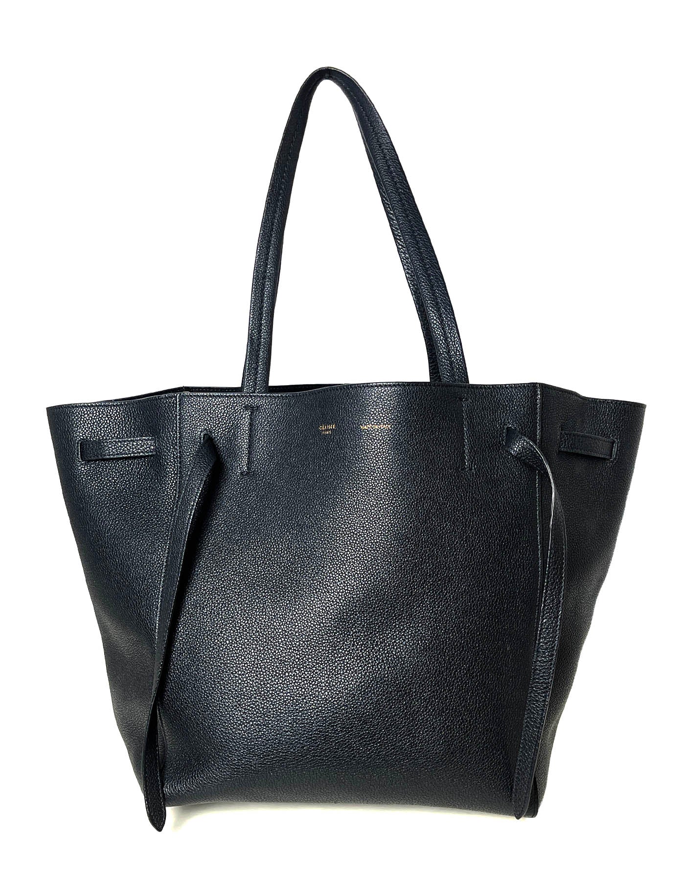 Celine Black Calfskin Leather Small Belt Cabas Phantom Tote Bag