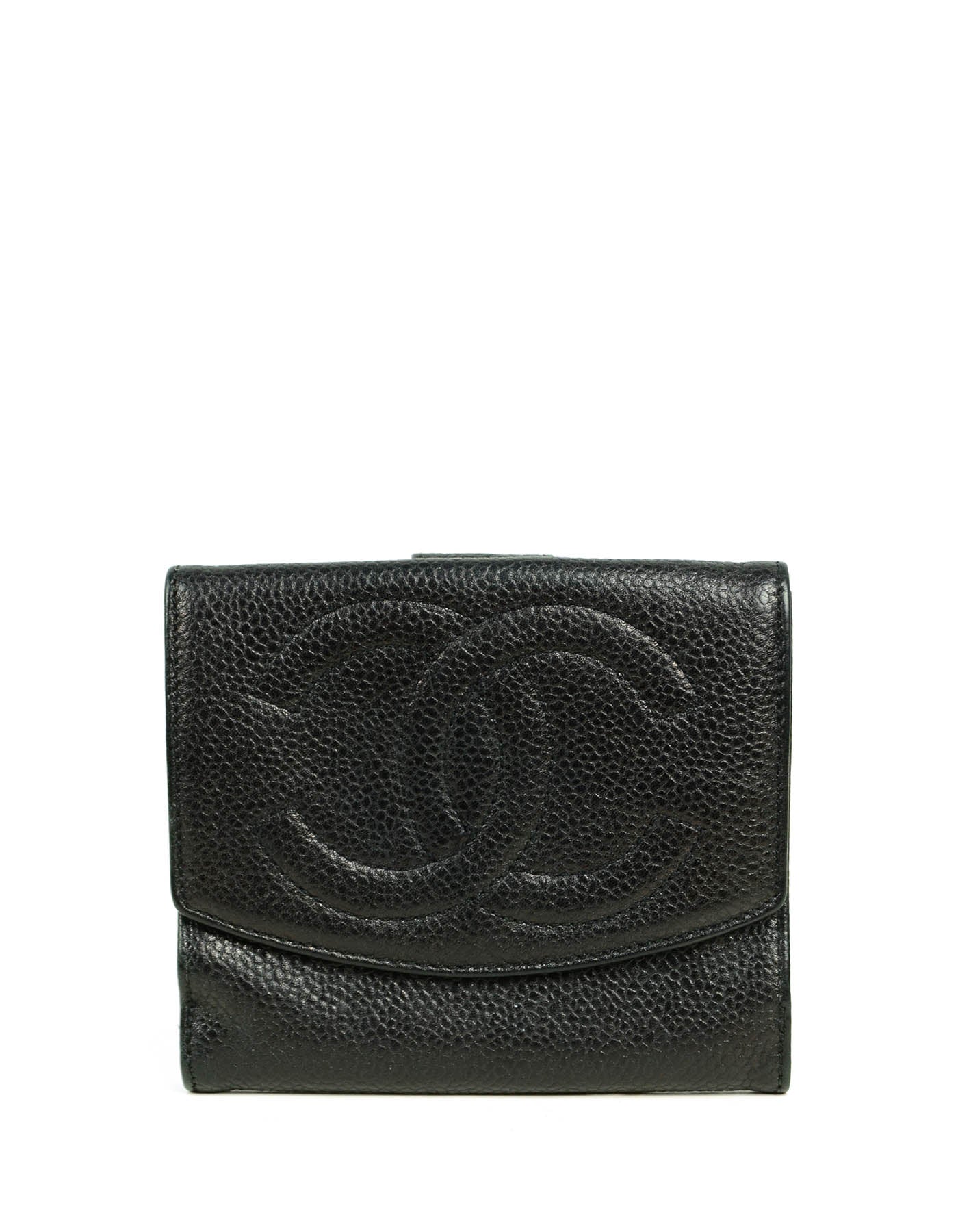 Chanel Black Caviar Leather Timeless CC Compact Wallet