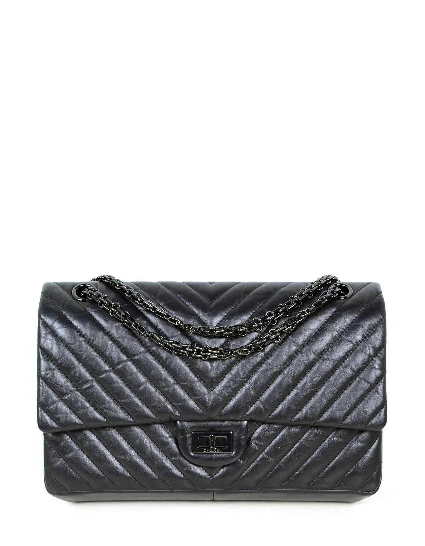 Chanel So Black Calfskin Quilted 2.55 Reissue 226 Flap Bag