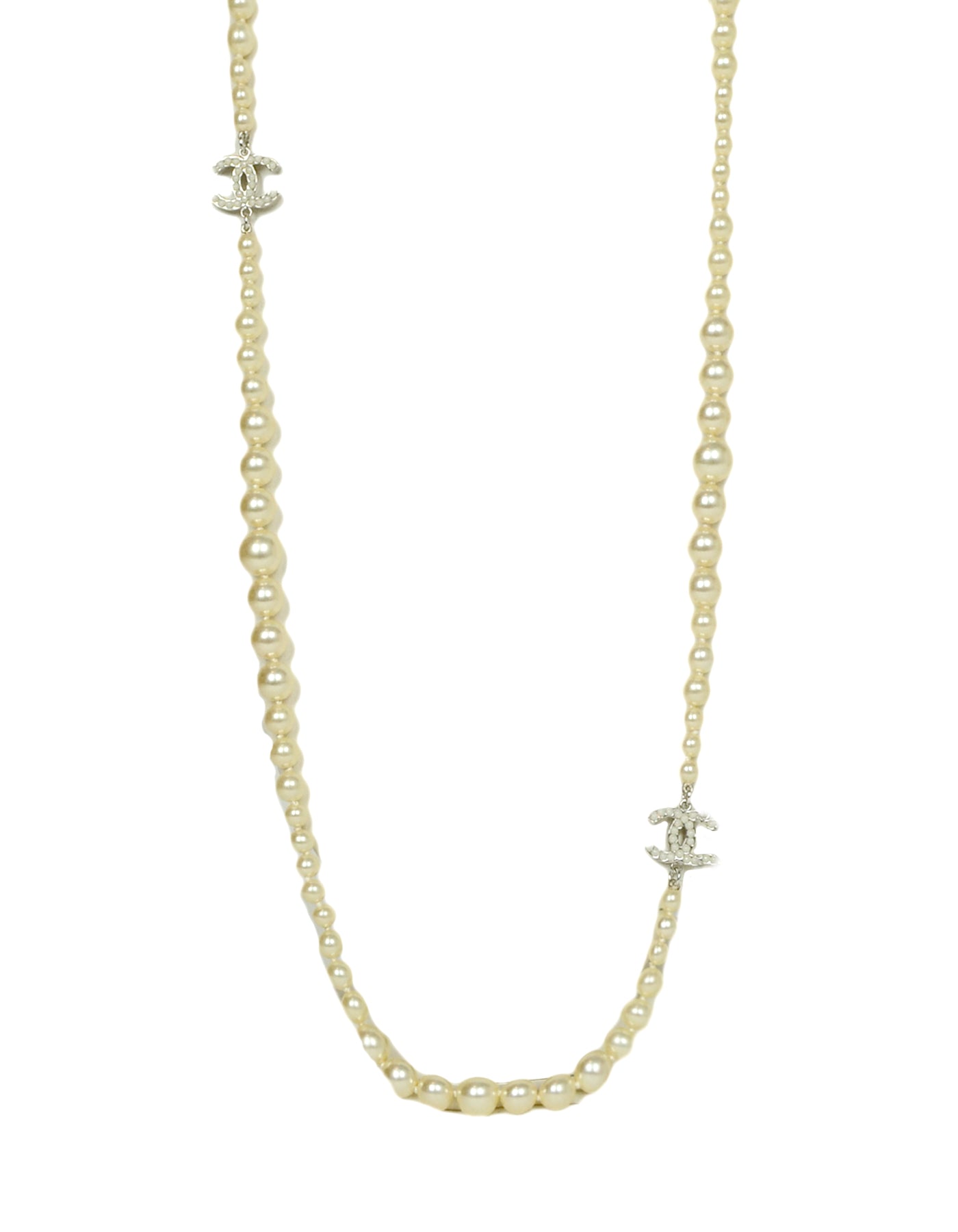 Chanel Graduated Faux Pearl CC Necklace 35