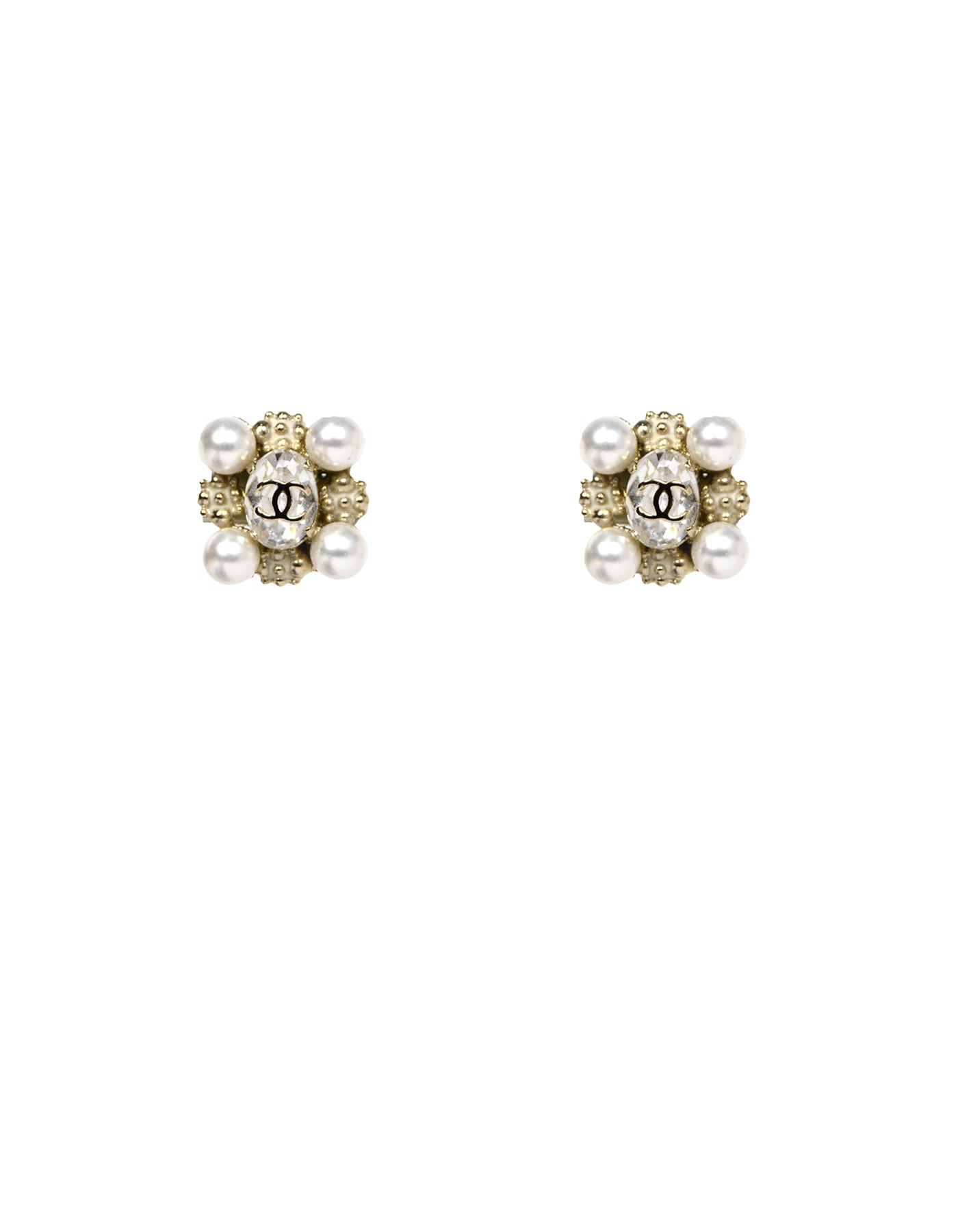 Chanel Pearl and Crystal CC Clip-on Earrings
