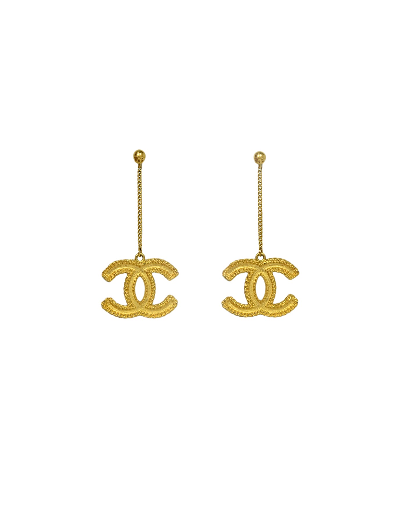 Chanel Goldtone CC Drop Earrings