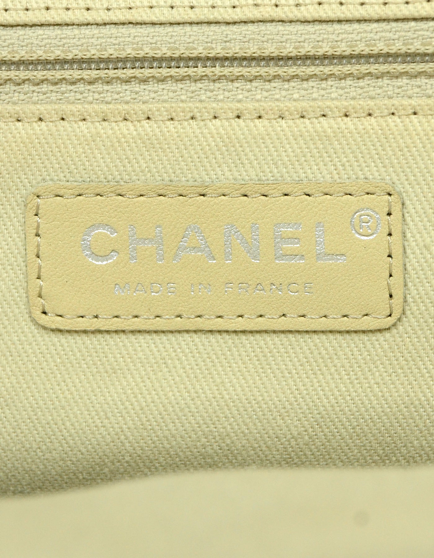 Chanel Ivory Caviar Leather Timeless CC Tote Bag