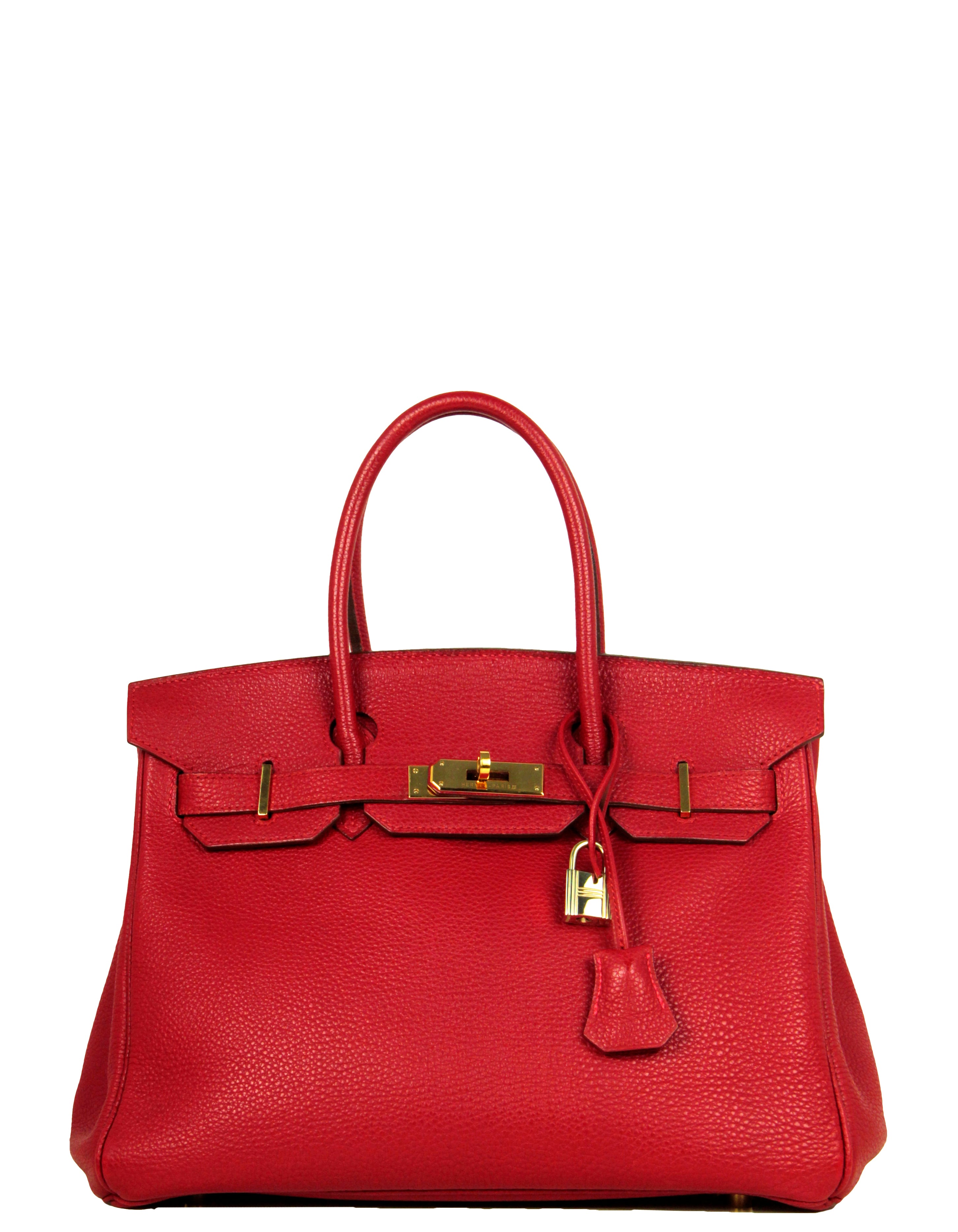 Hermes Rouge Vif Red Togo Leather 30cm Birkin Bag GHW