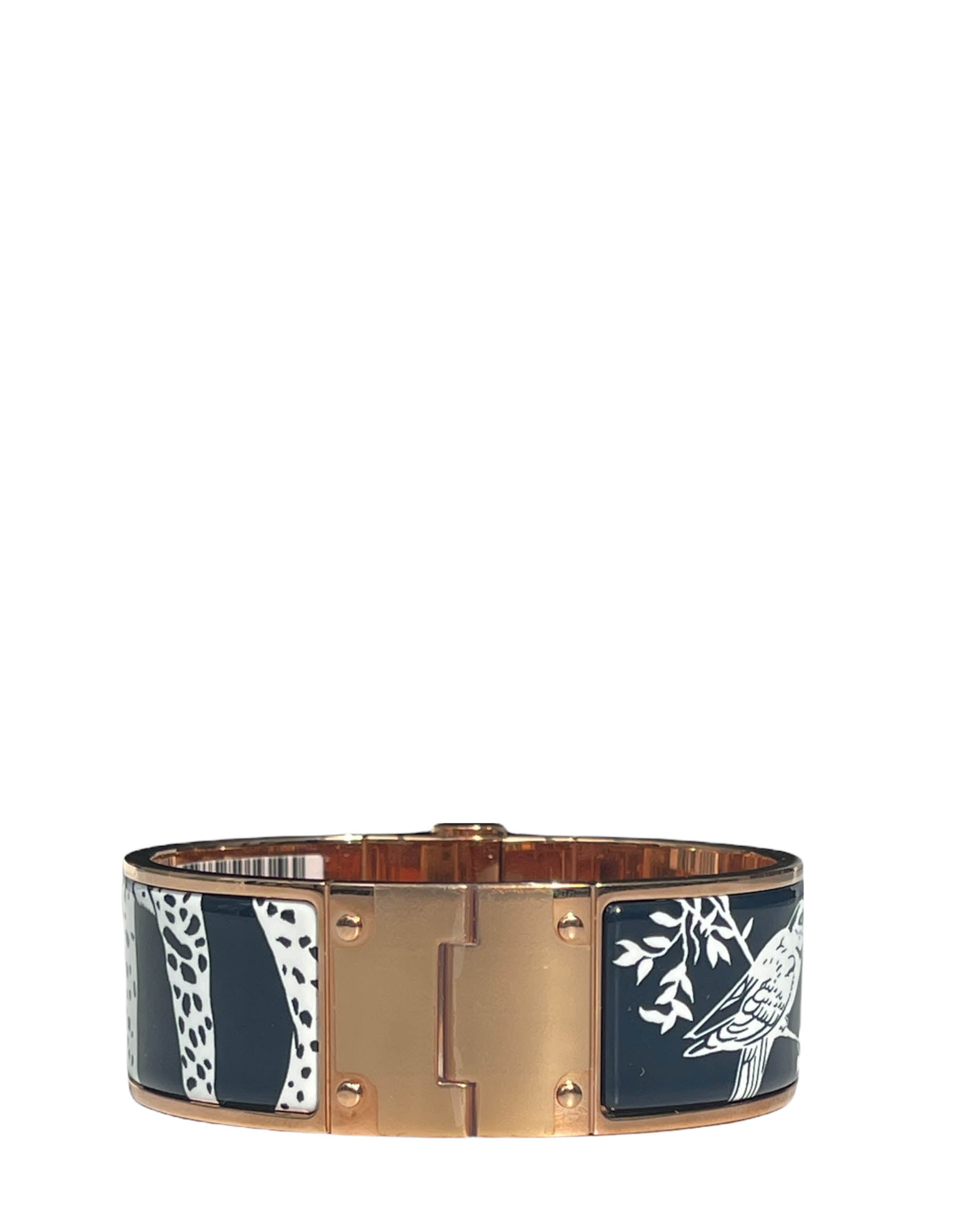 Hermes NEW Rose Gold Tendresse Feline Tattoo Hinged Bracelet sz S