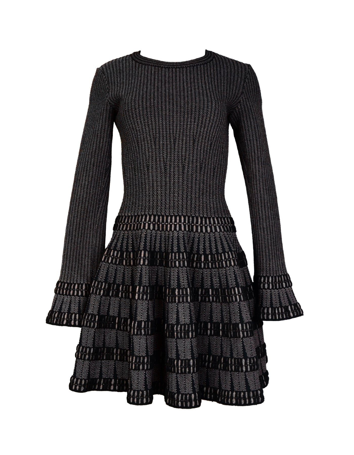 Alaia Black & Beige Fit & Flare Dress Sz FR40