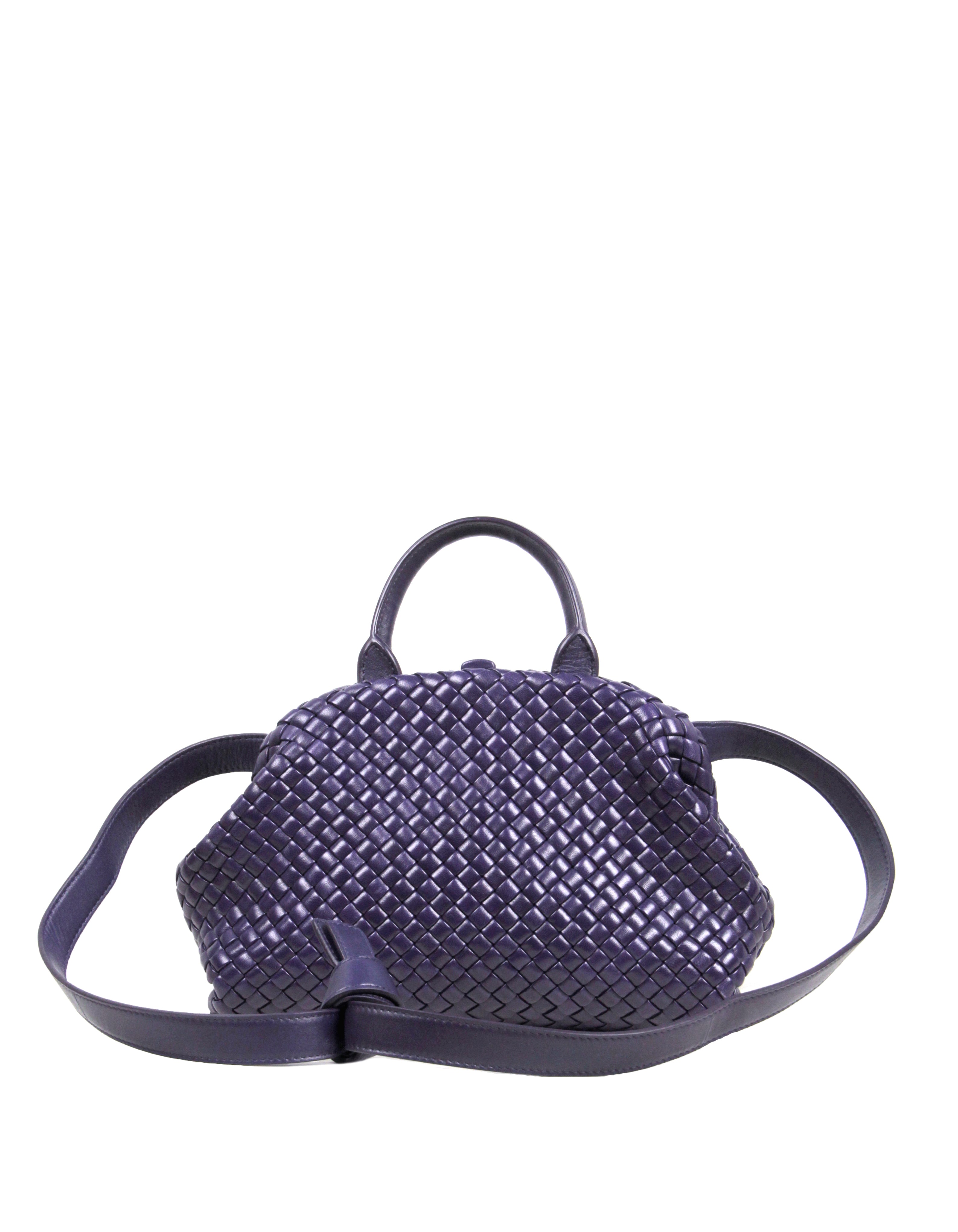 Bottega Veneta Raisin Purple Small Handle Intrecciato Leather Bag