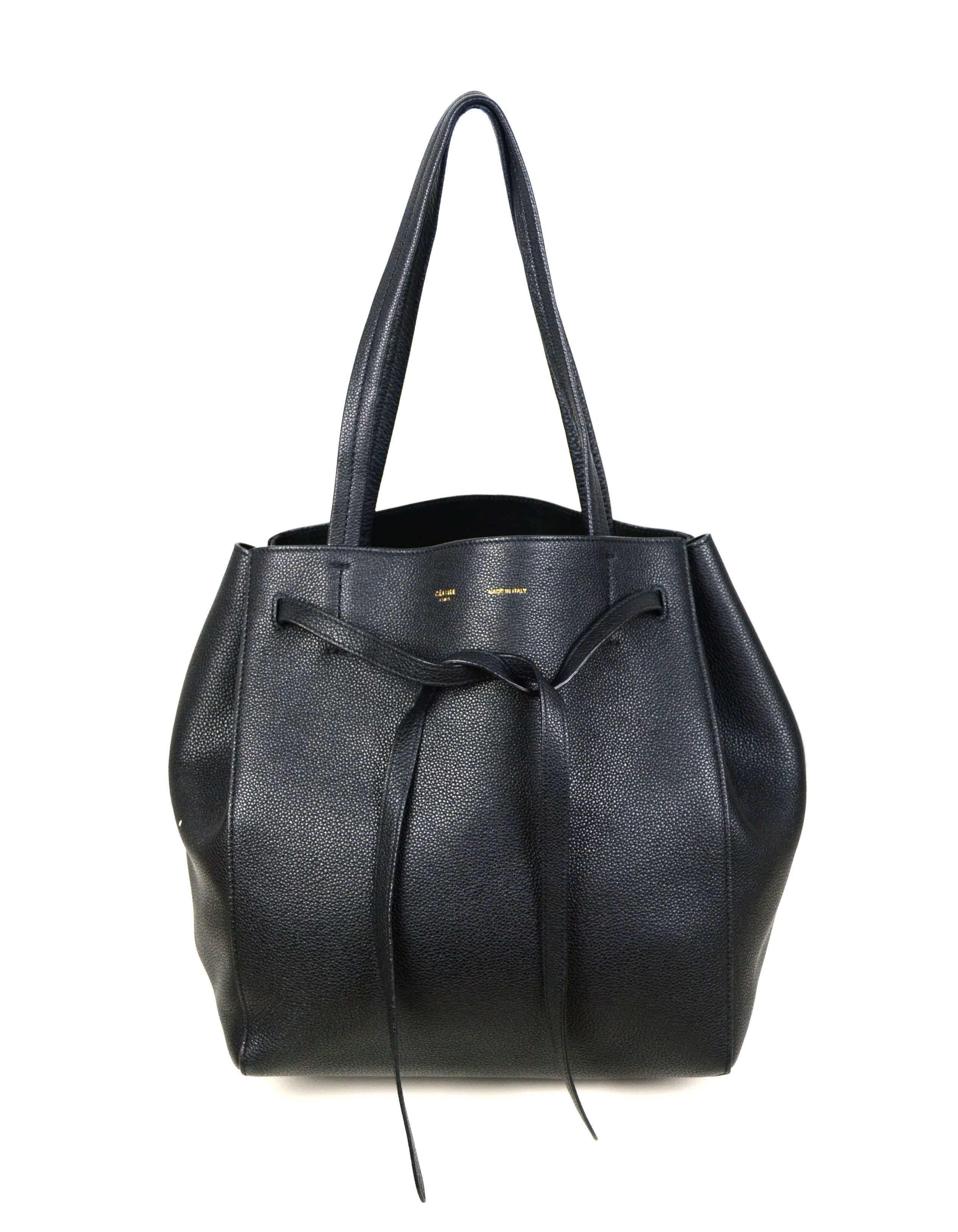 Celine Black Calfskin Leather Small Belt Cabas Phantom Tote Bag