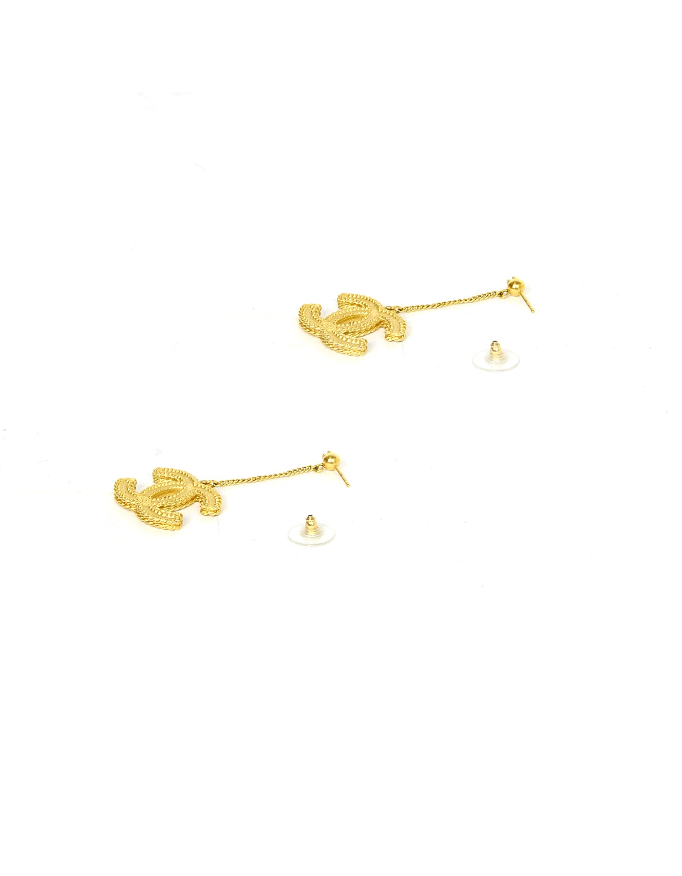 Chanel Goldtone CC Drop Earrings