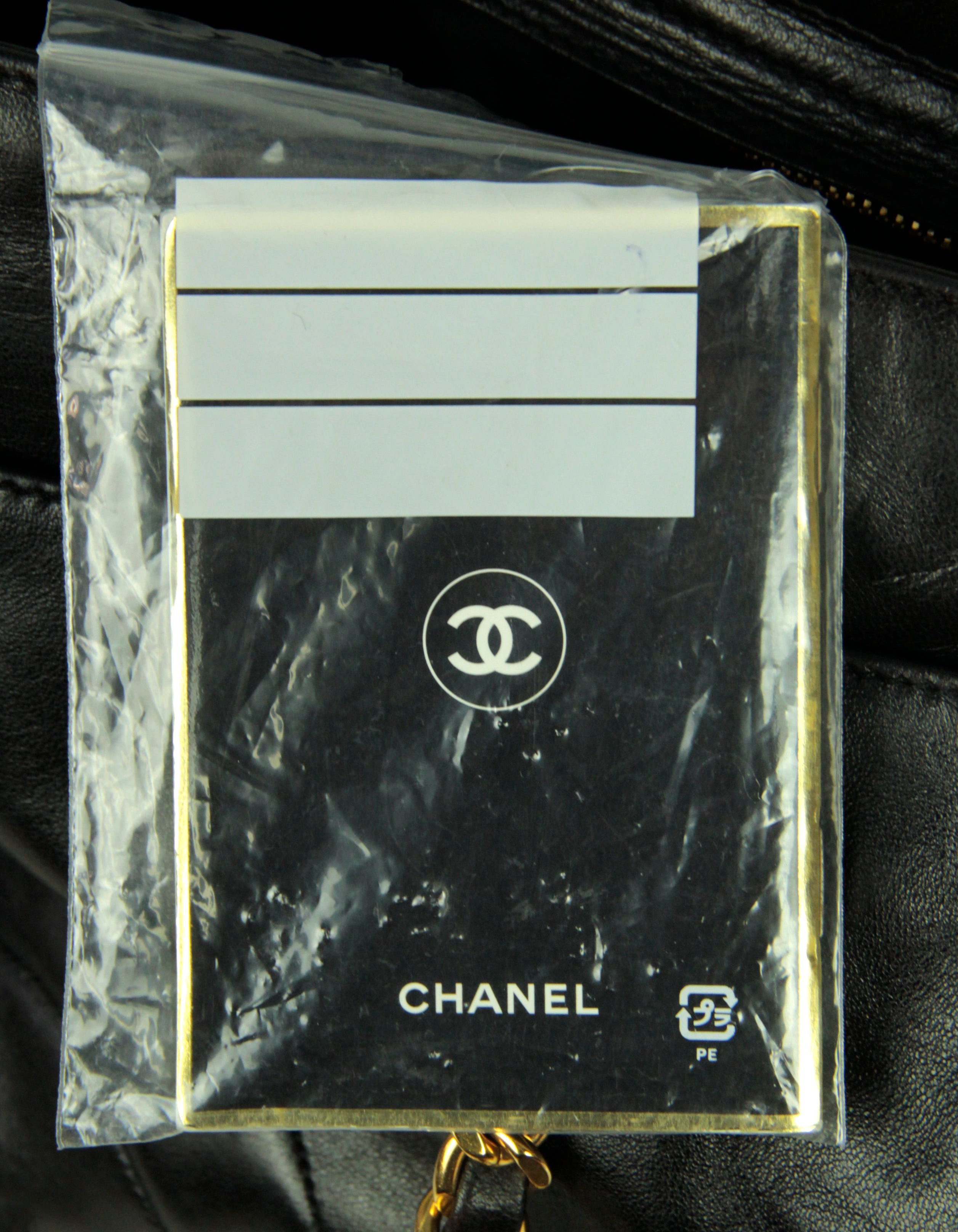 Chanel Black Vintage Lambskin Leather CC Logo Tote Bag