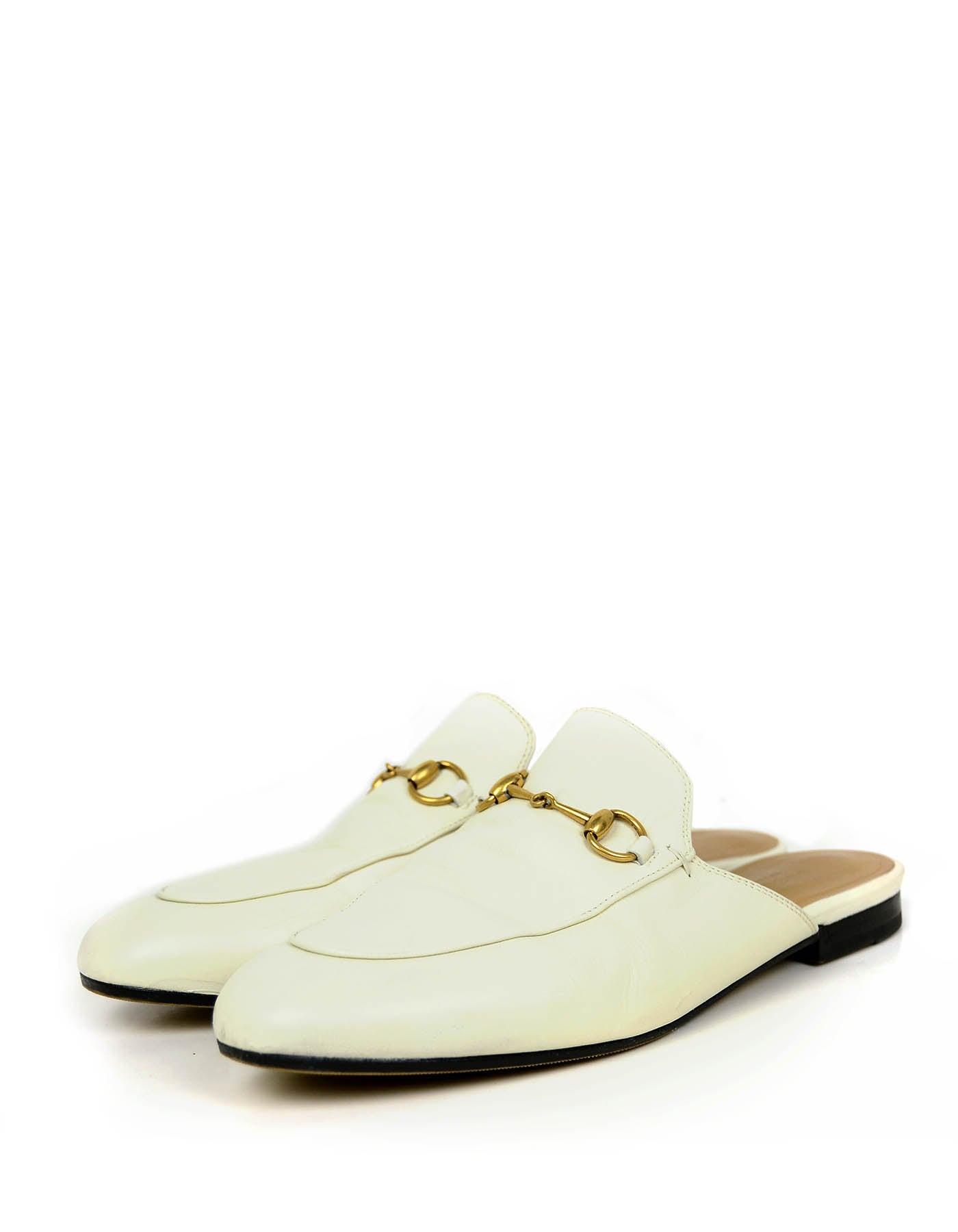 Gucci White Princetown Loafer Mules sz 39.5