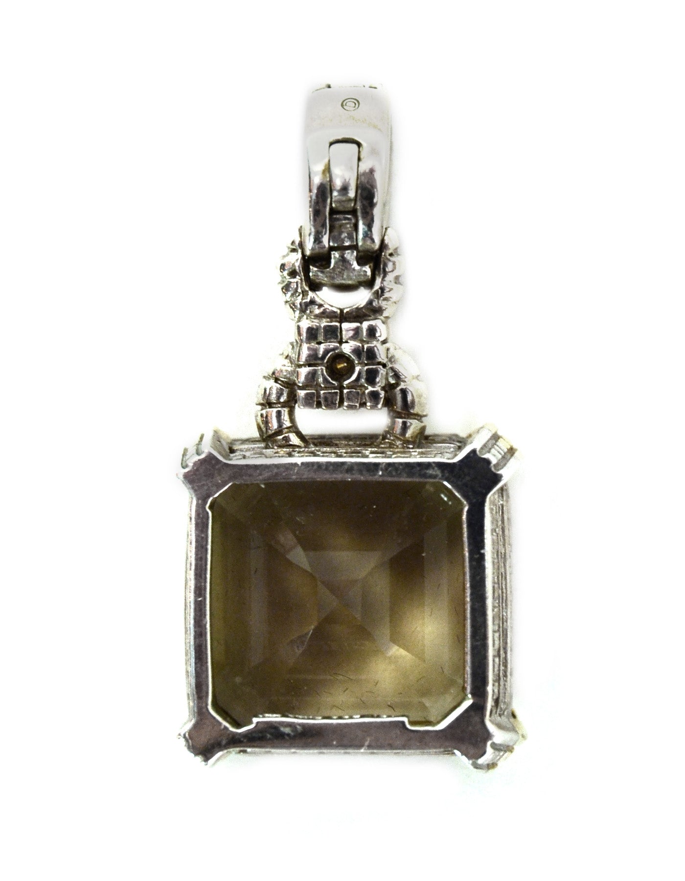 Judith Ripka Sterling/Gold Emerald Cut Smoky Quartz Pendant