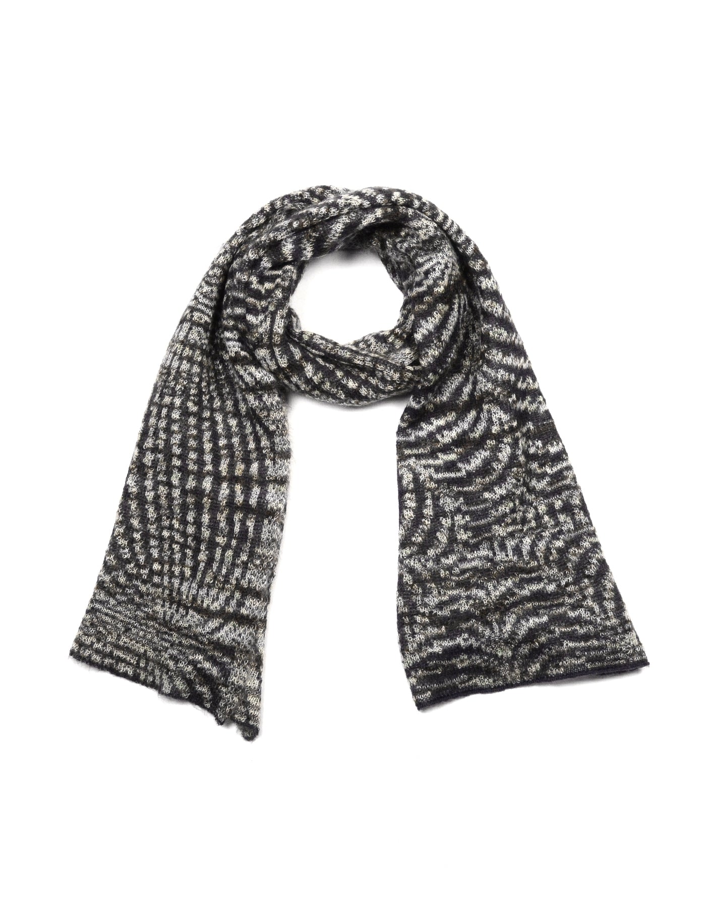 Missoni Grey/Multicolor Pattern Knit Scarf