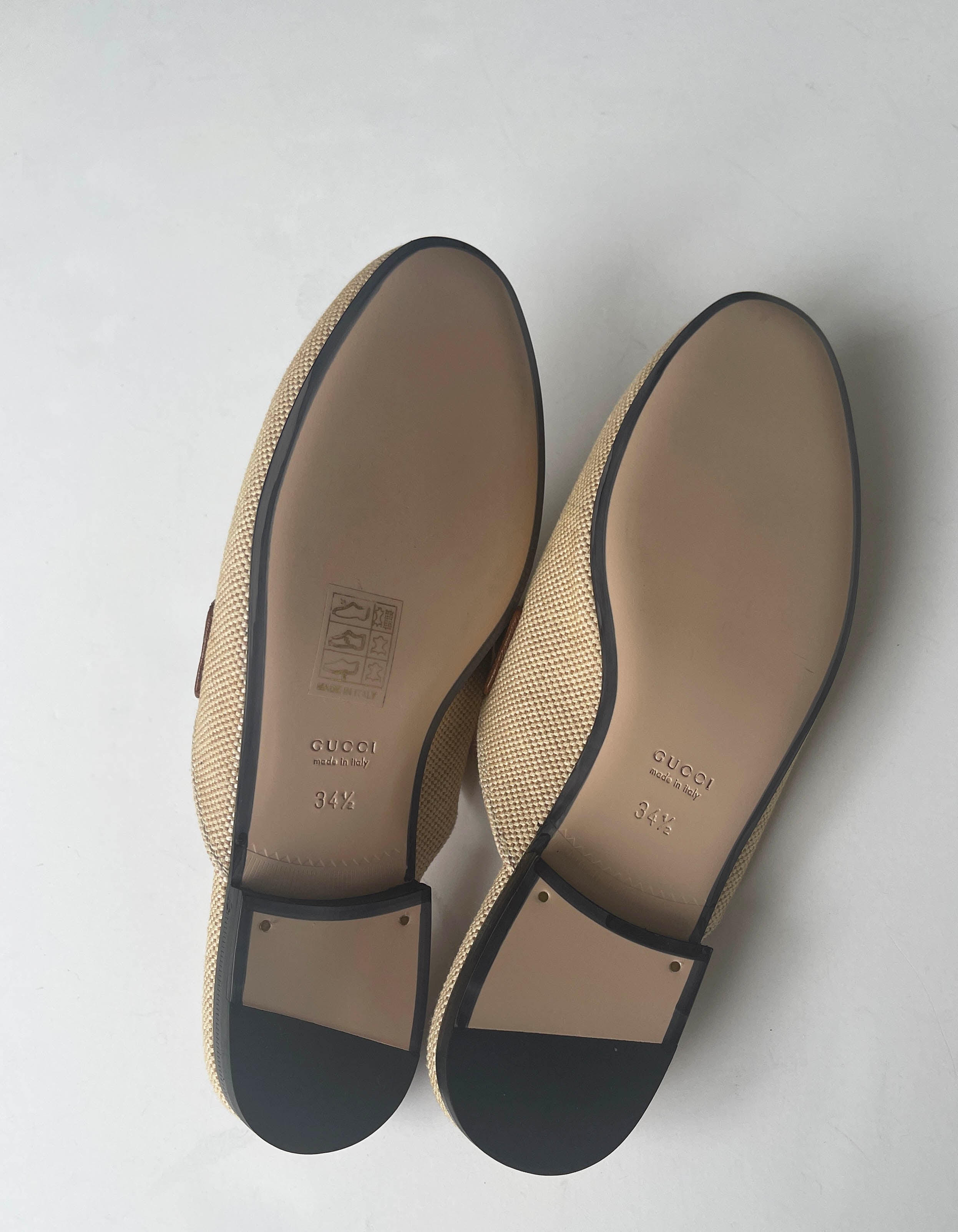 Gucci 2019 NEW Beige Princetown Canvas Bit Mules sz 34.5