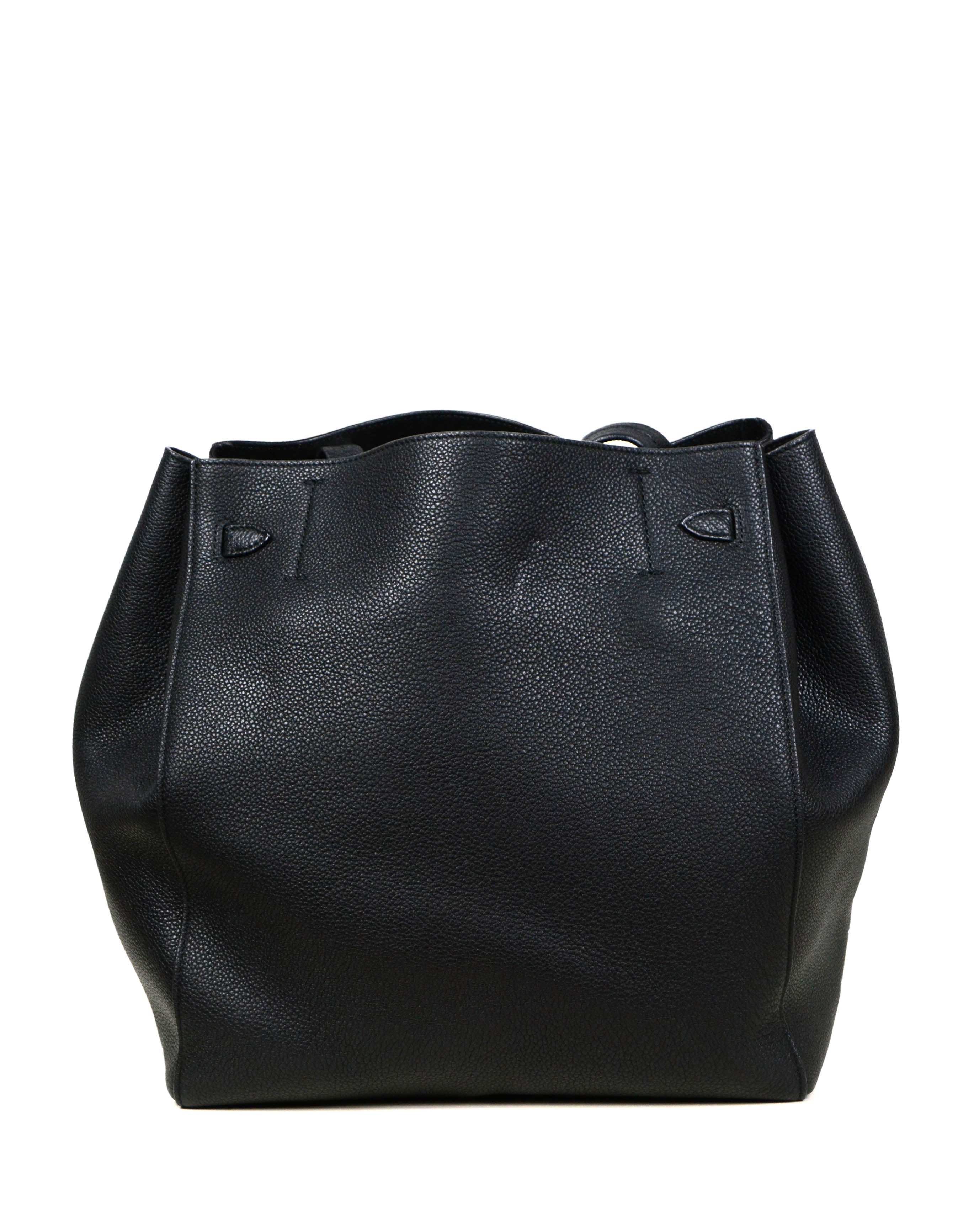 Celine Black Calfskin Leather Small Belt Cabas Phantom Tote Bag