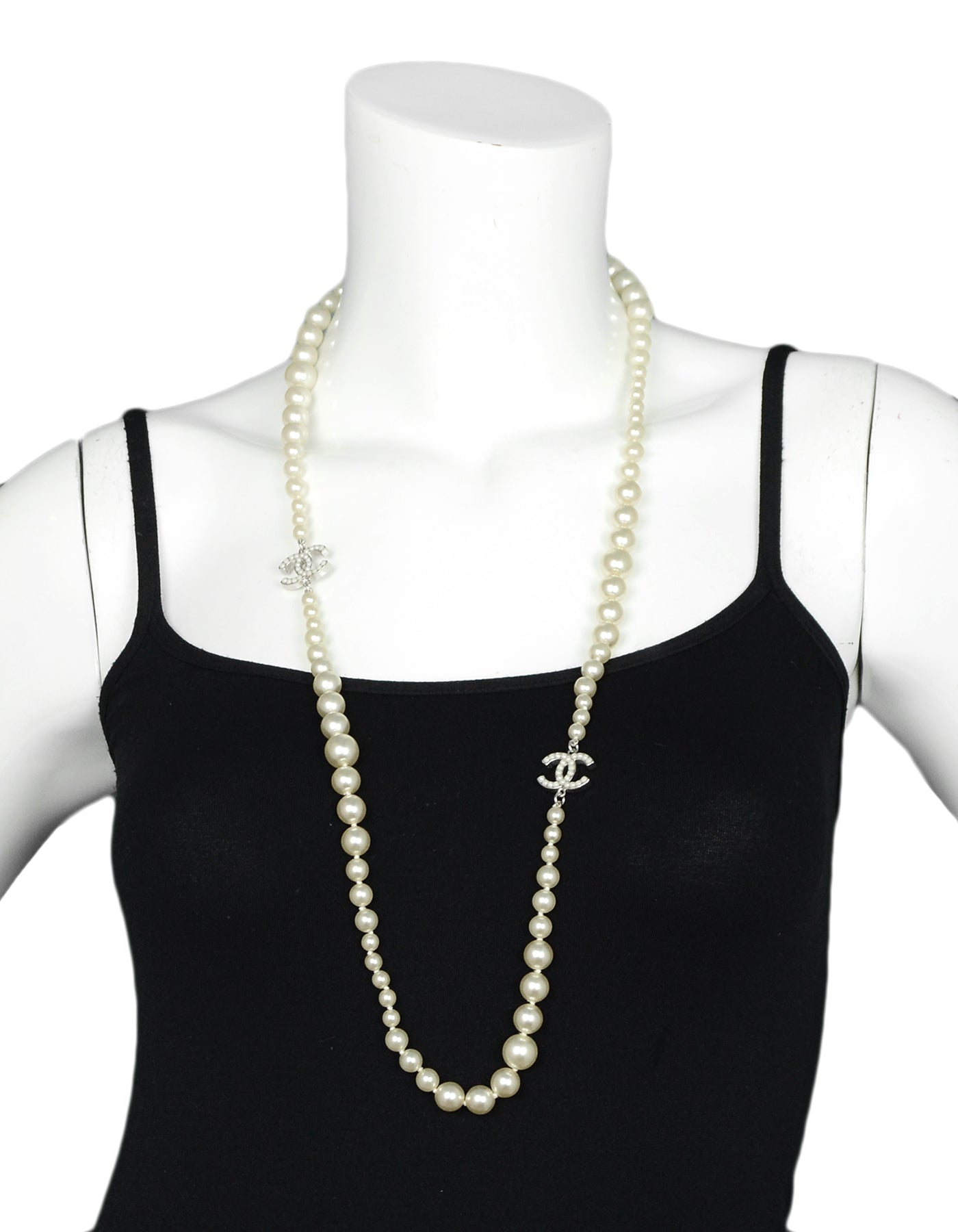 Chanel Graduated Faux Pearl CC Necklace 35