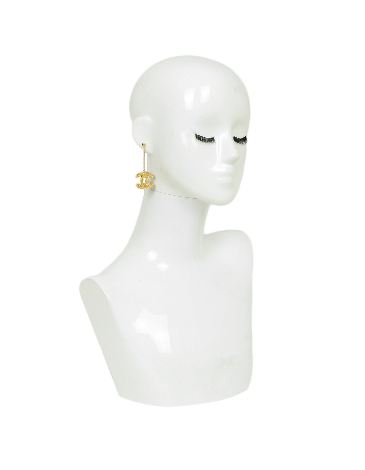 Chanel Goldtone CC Drop Earrings