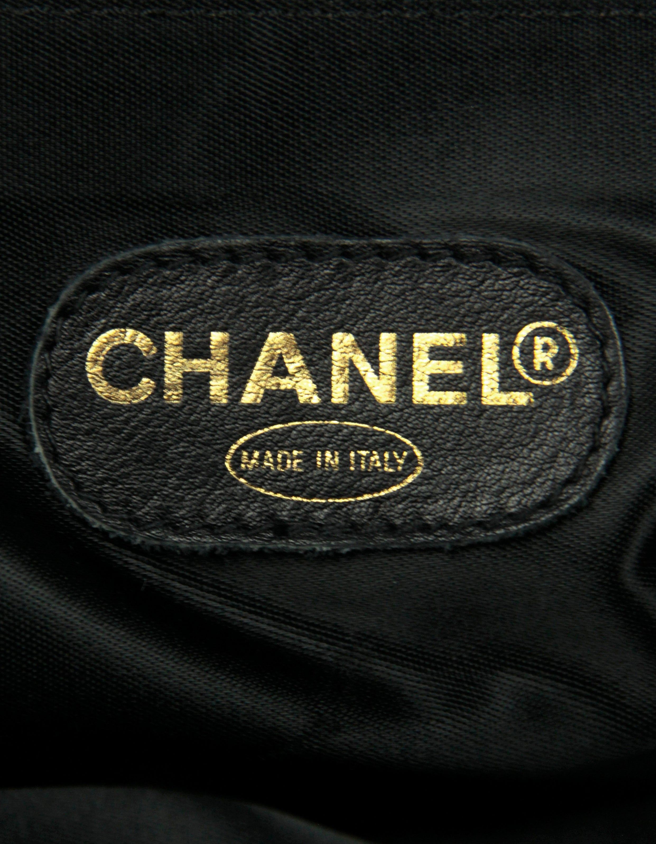 Chanel Black Vintage Lambskin Leather CC Logo Tote Bag