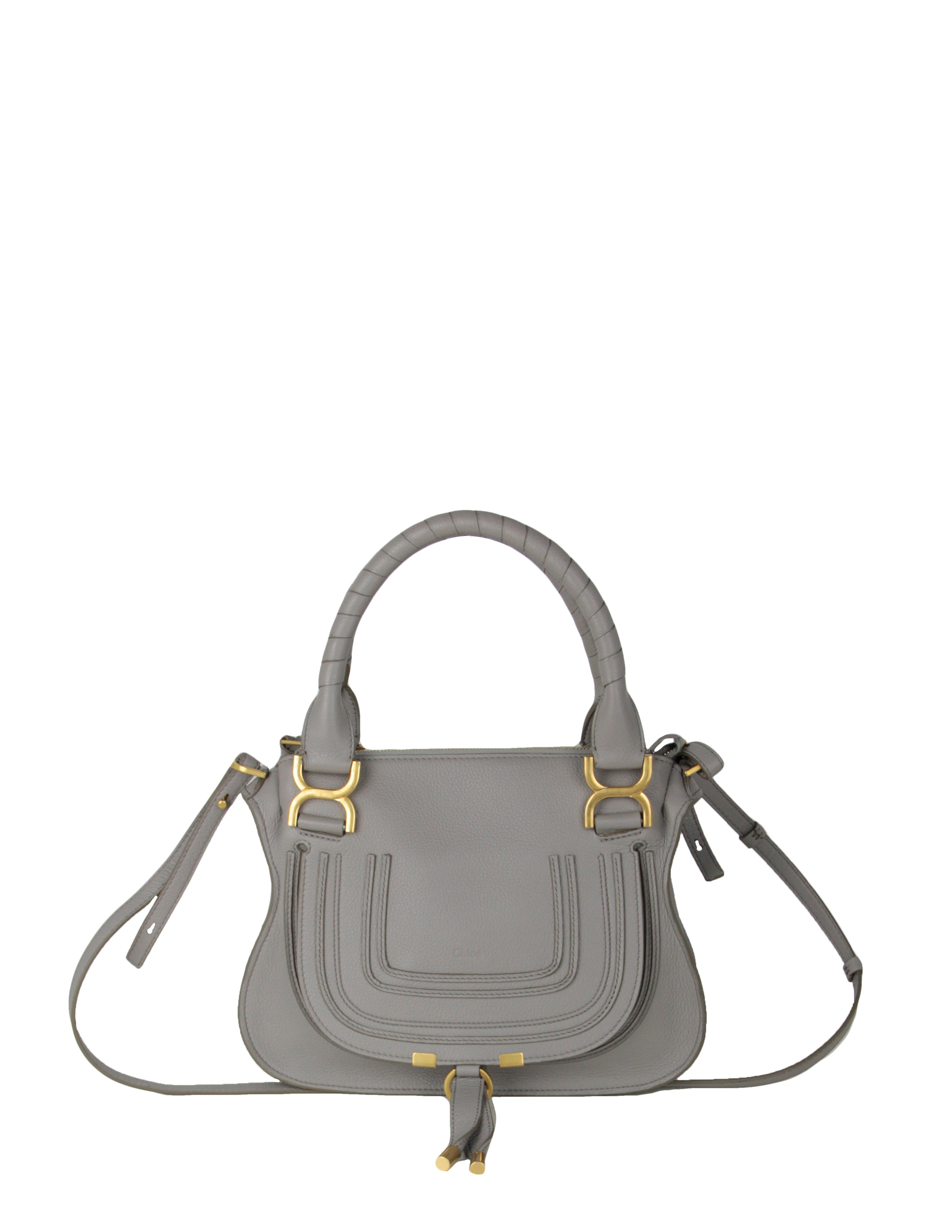 Chloe Cashmere Grey Leather Small Marcie Satchel Bag