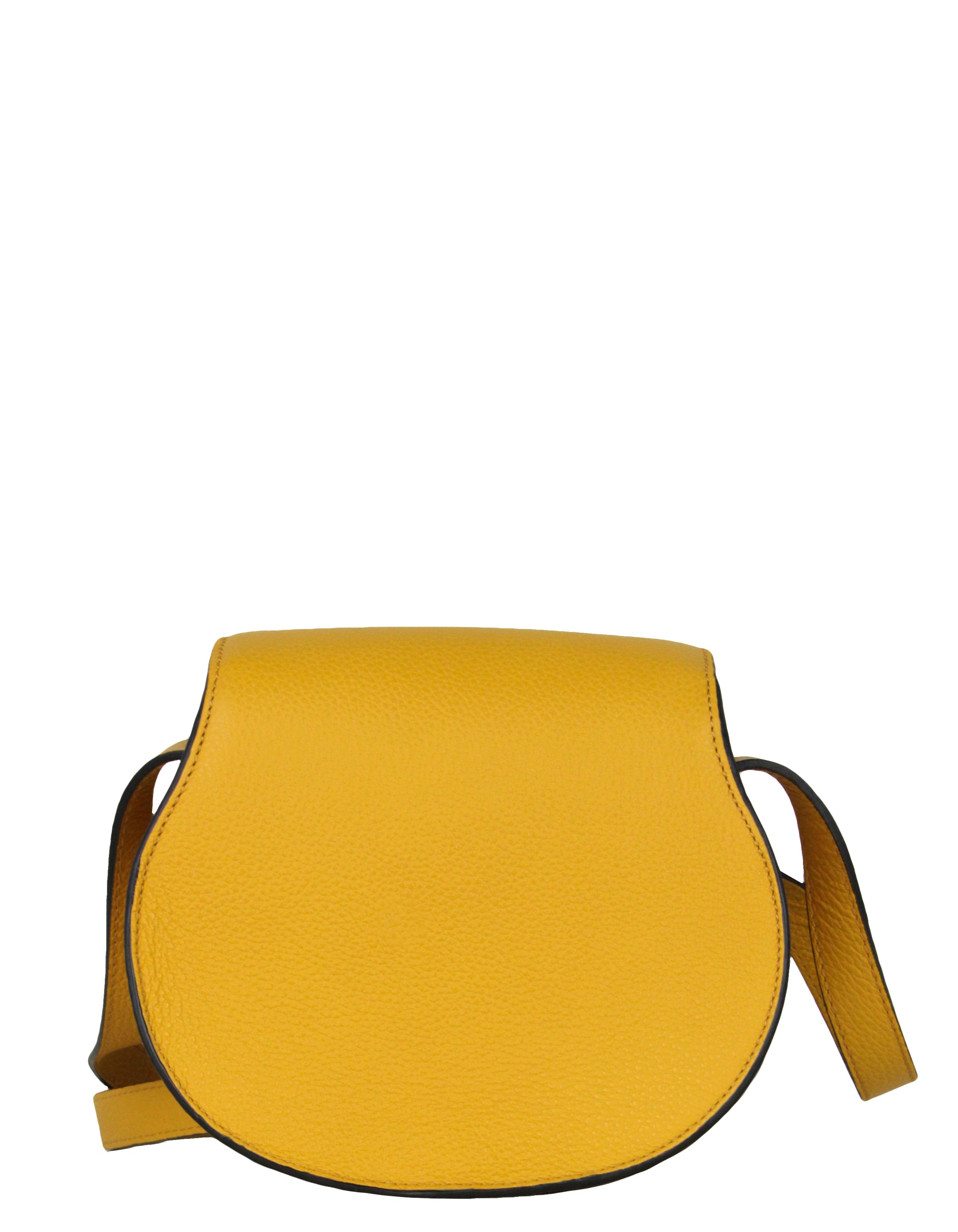 Chloe Sunflower Yellow Leather Small Marcie Saddle Crossbody Bag