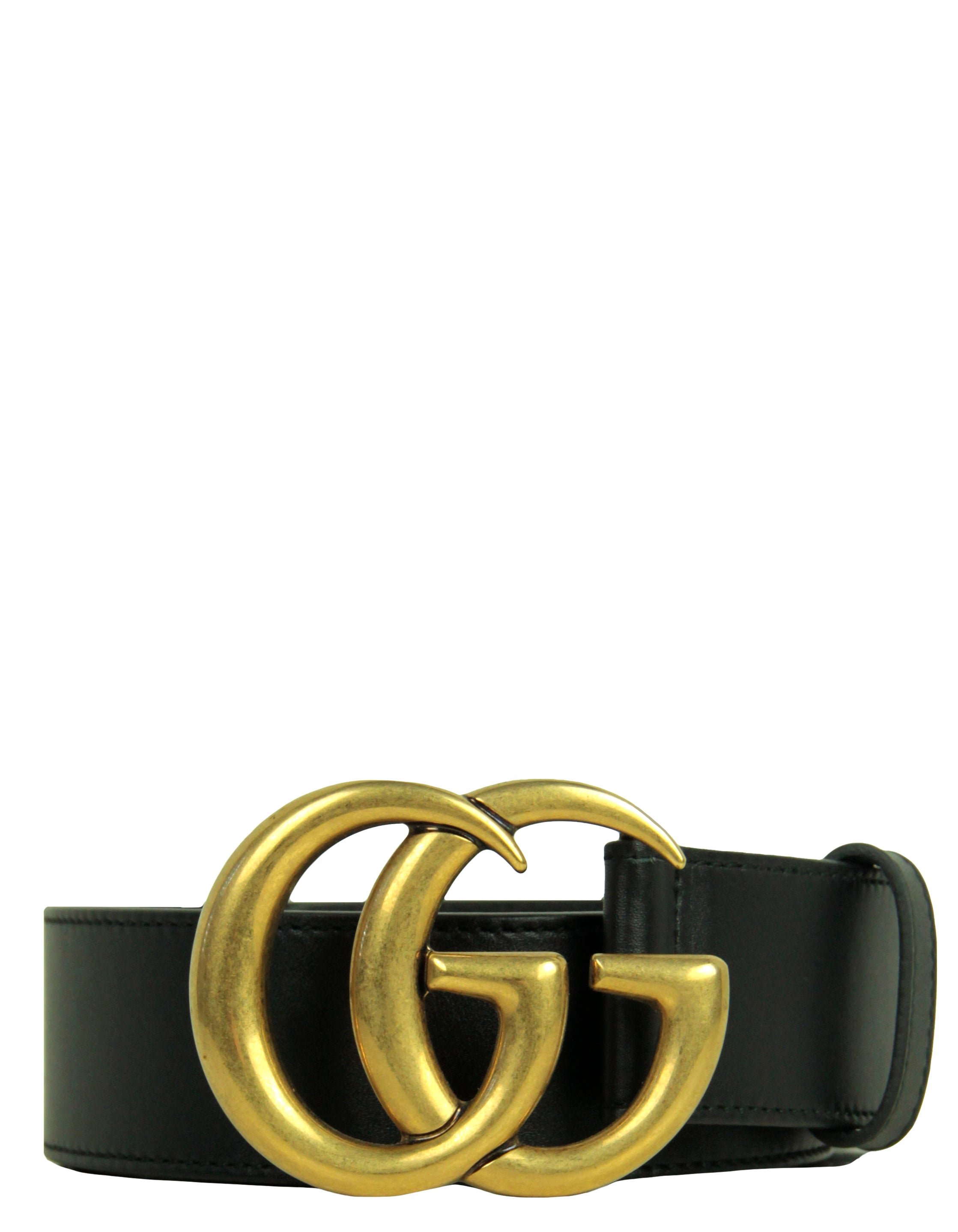 Gucci Black/Gold 40mm Wide Leather Marmont Belt sz 85