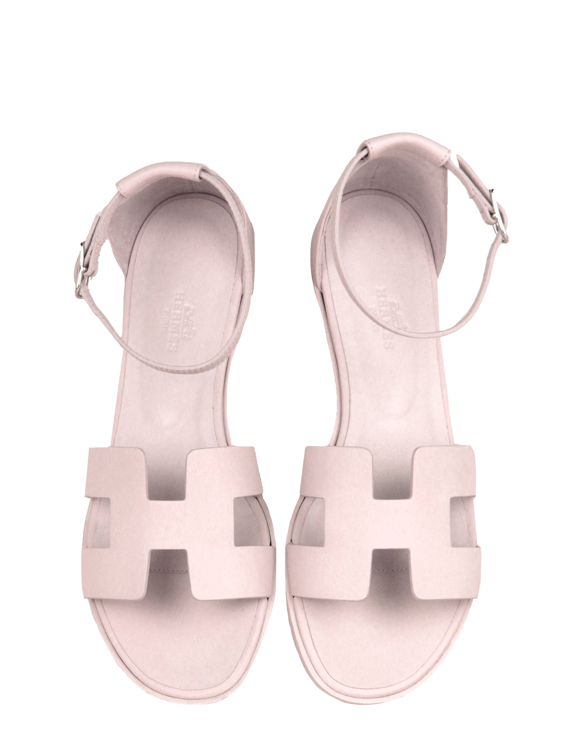 Hermes NEW Light Pink Santorini H Sandals sz 37.5