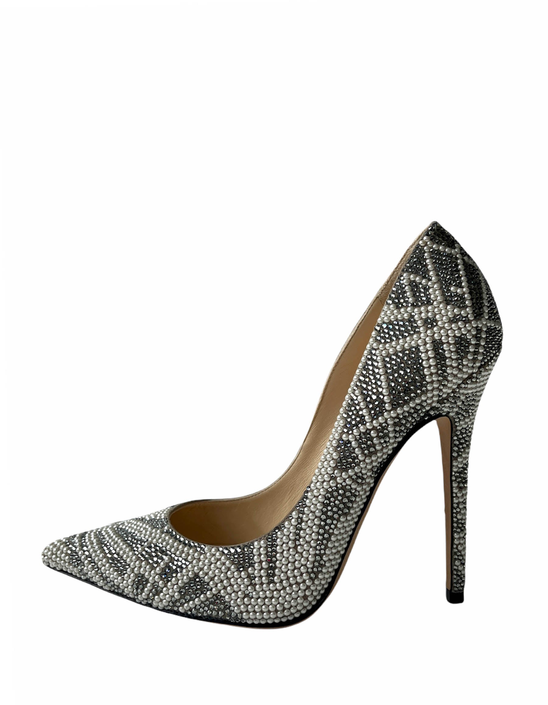 Jimmy Choo Pearl Crystal Anouk Point Toe Pumps sz 39.5