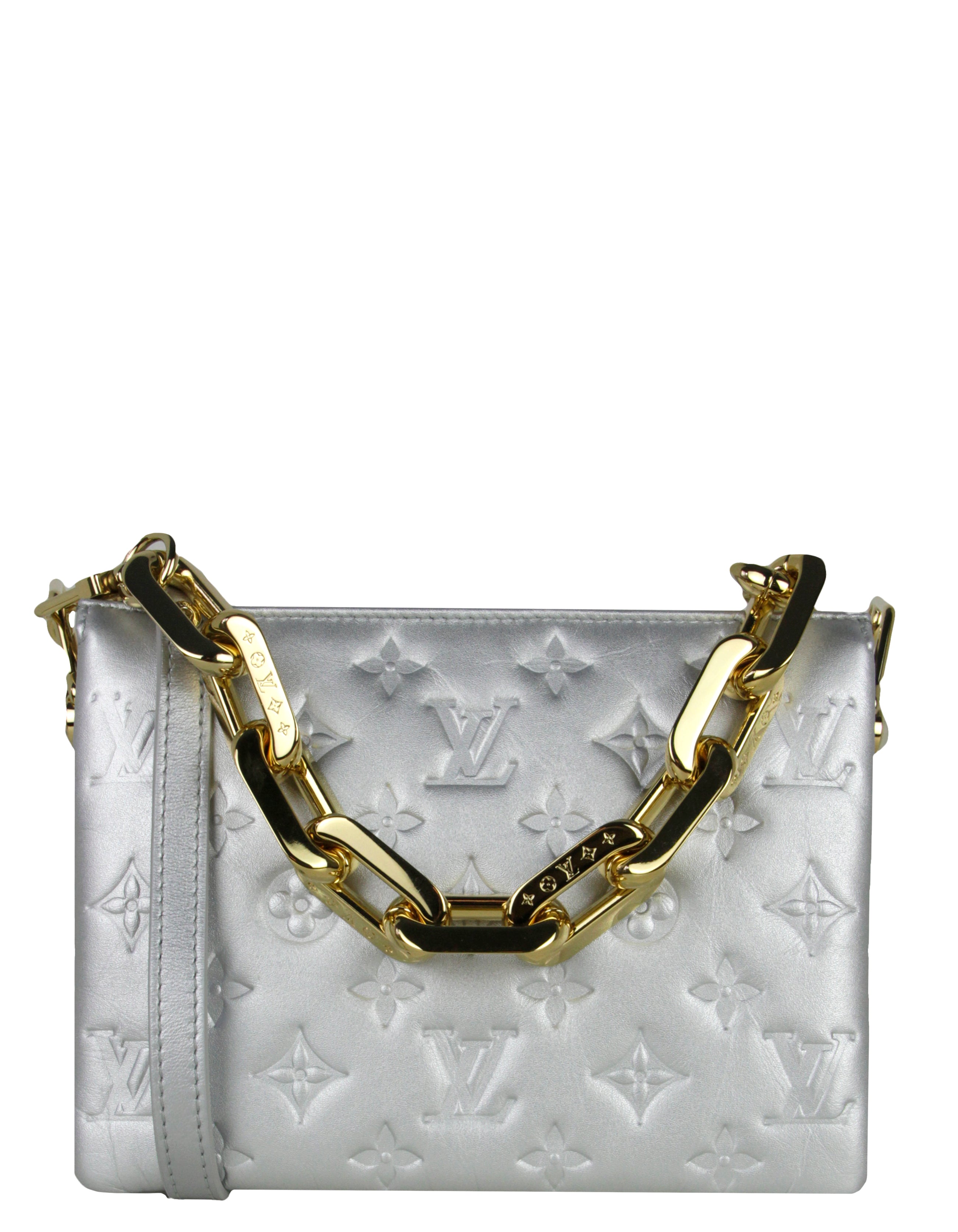 Louis Vuitton Silver Embossed Monogram Coussin BB Crossbody Bag