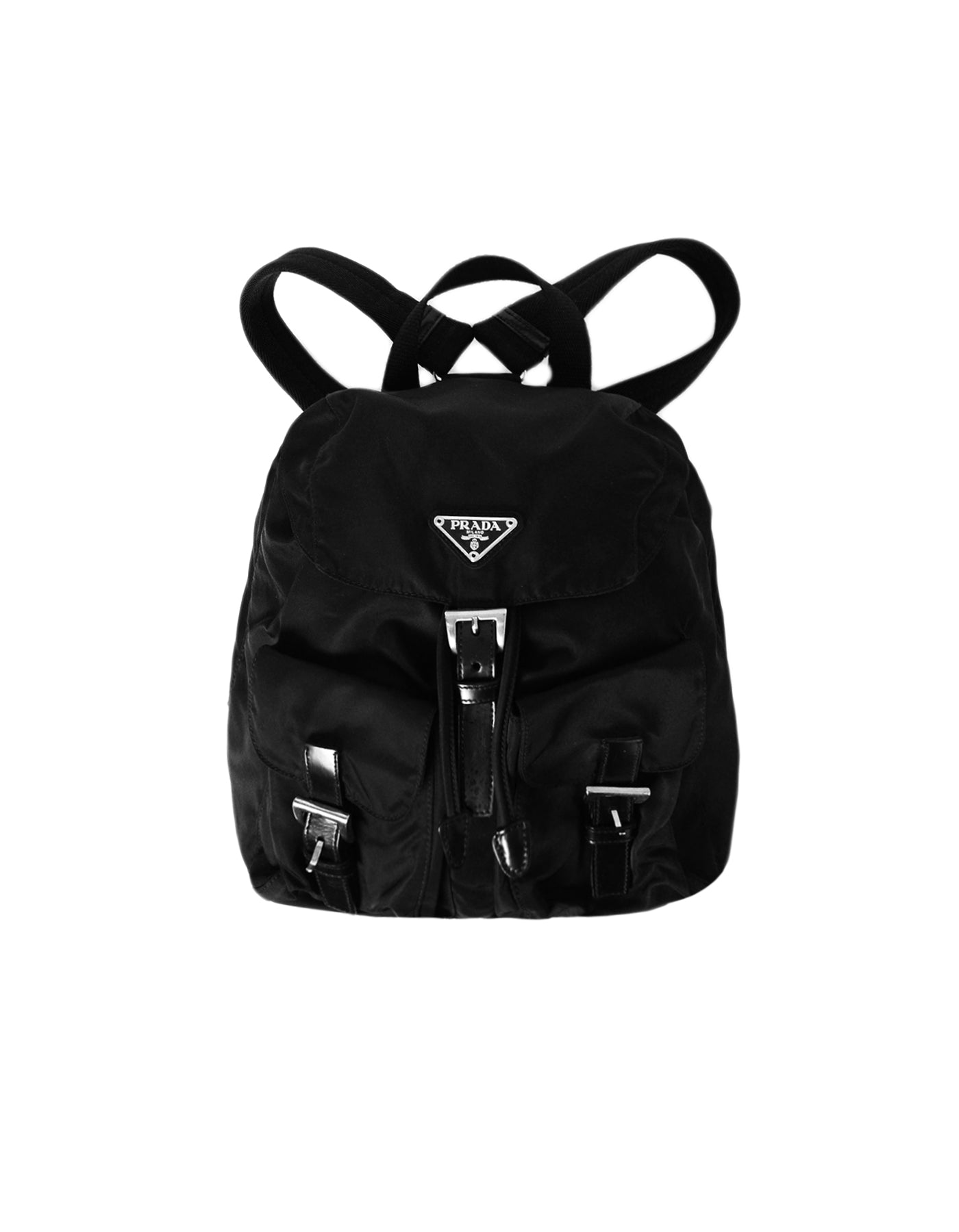 Prada Black Nylon Small Double Pocket Backpack Bag