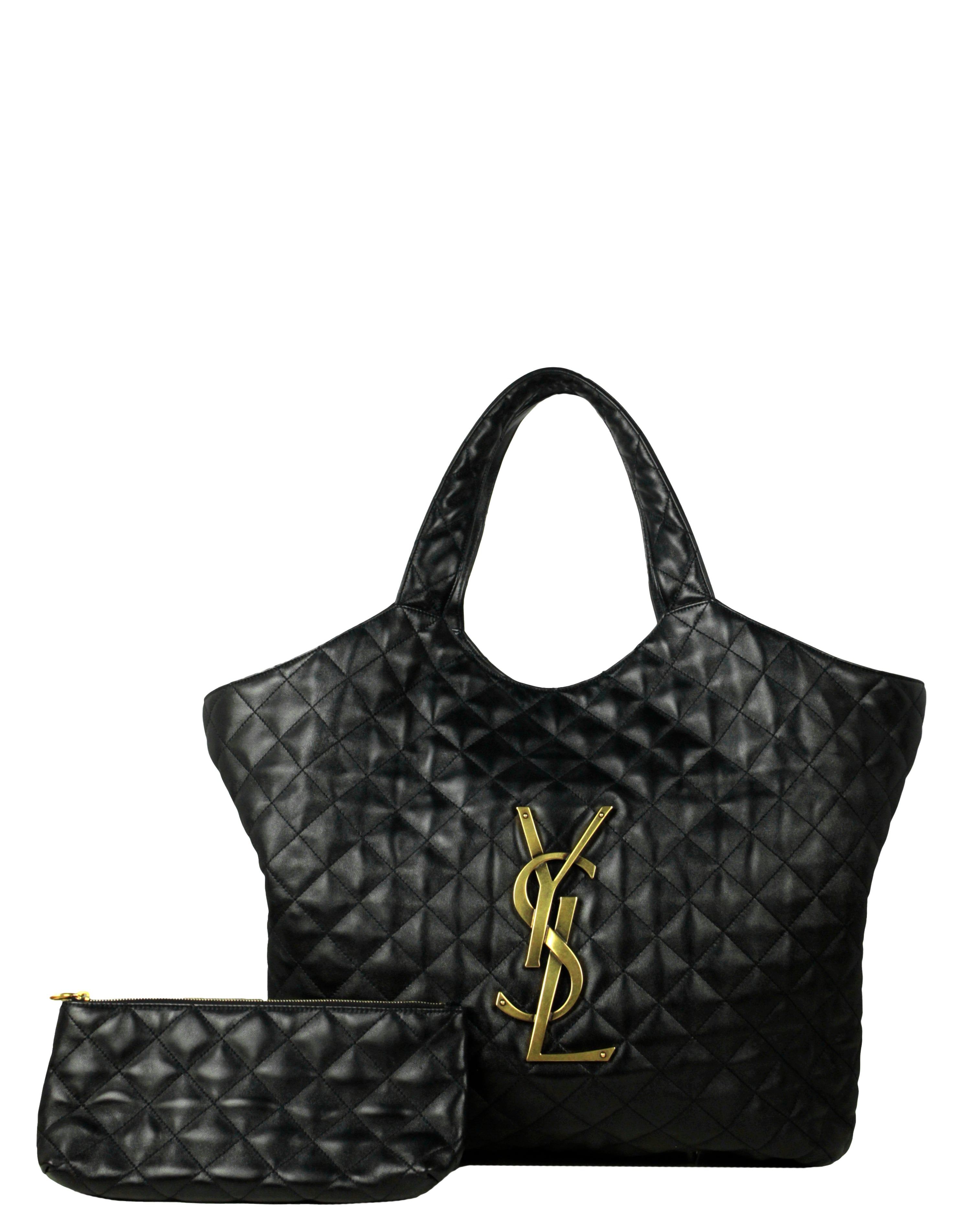 Saint Laurent Black Quilted Leather Icare Maxi Shopping Tote Bag