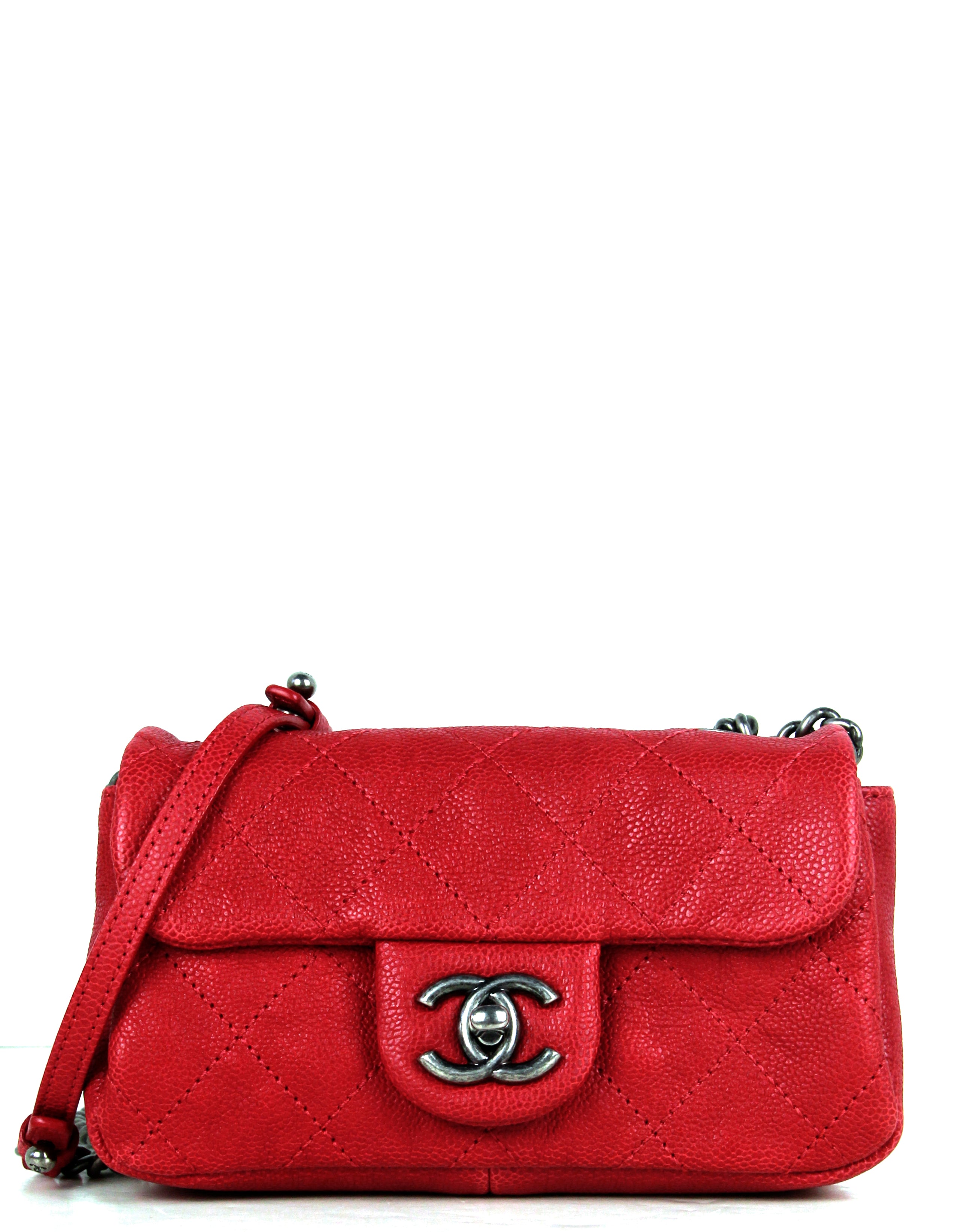 Chanel Red Caviar Leather Quilted Mini Simply CC Flap Bag