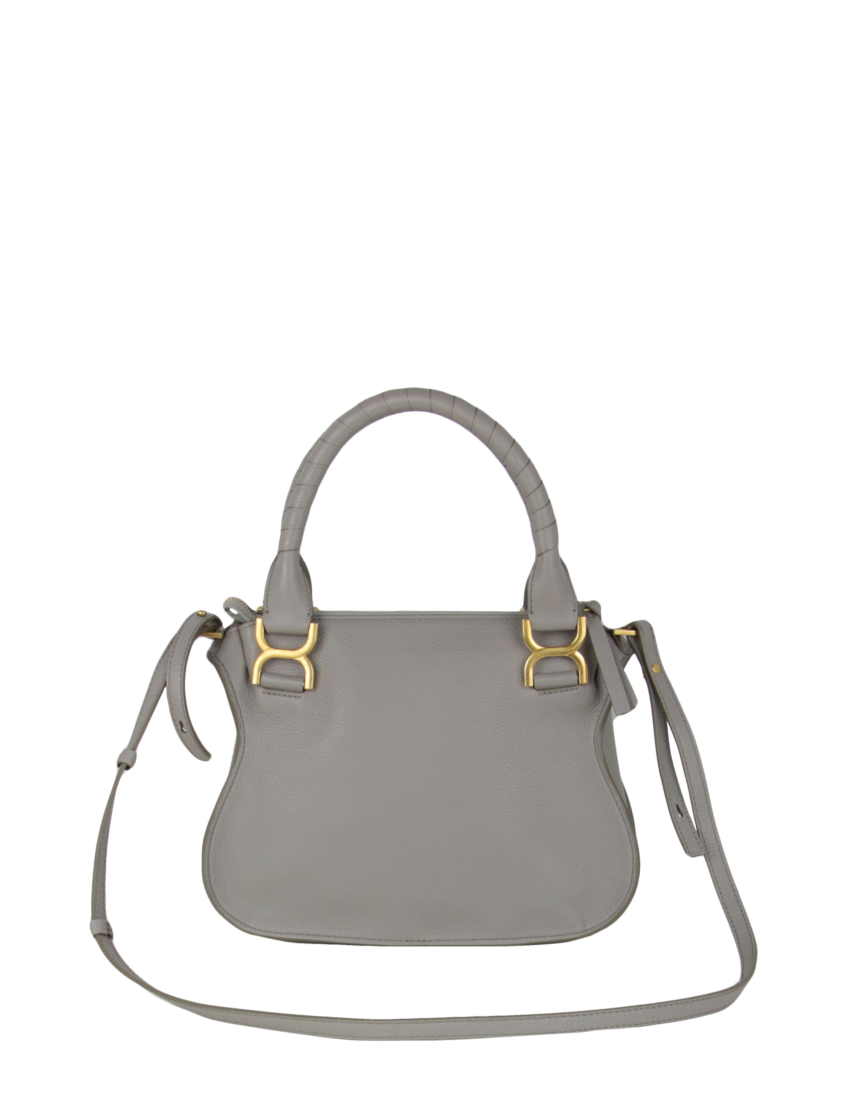 Chloe Cashmere Grey Leather Small Marcie Satchel Bag