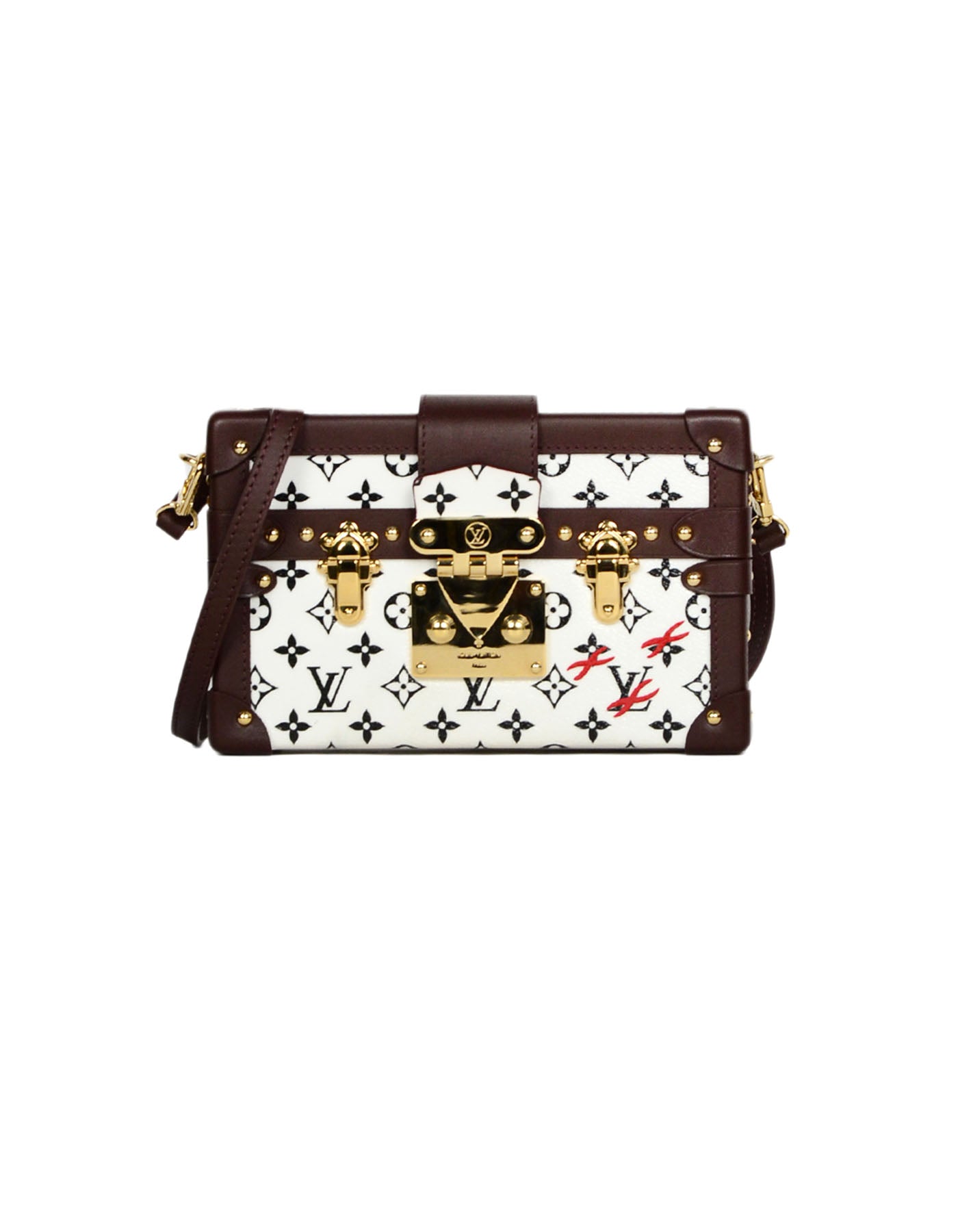 Louis Vuitton Black/White Monogram Petite Malle Trunk Crossbody Bag