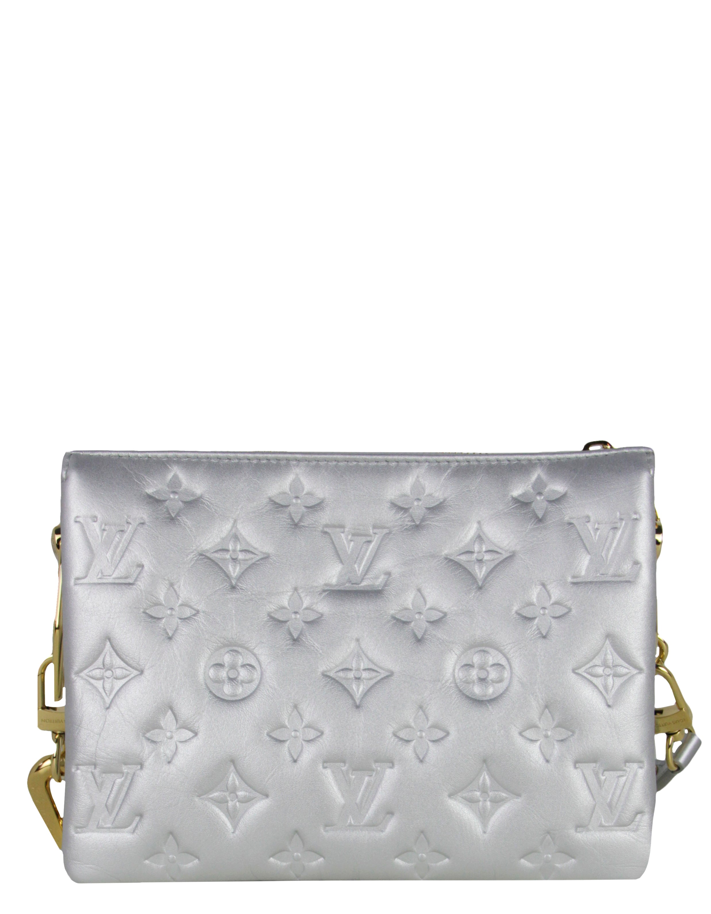 Louis Vuitton Silver Embossed Monogram Coussin BB Crossbody Bag