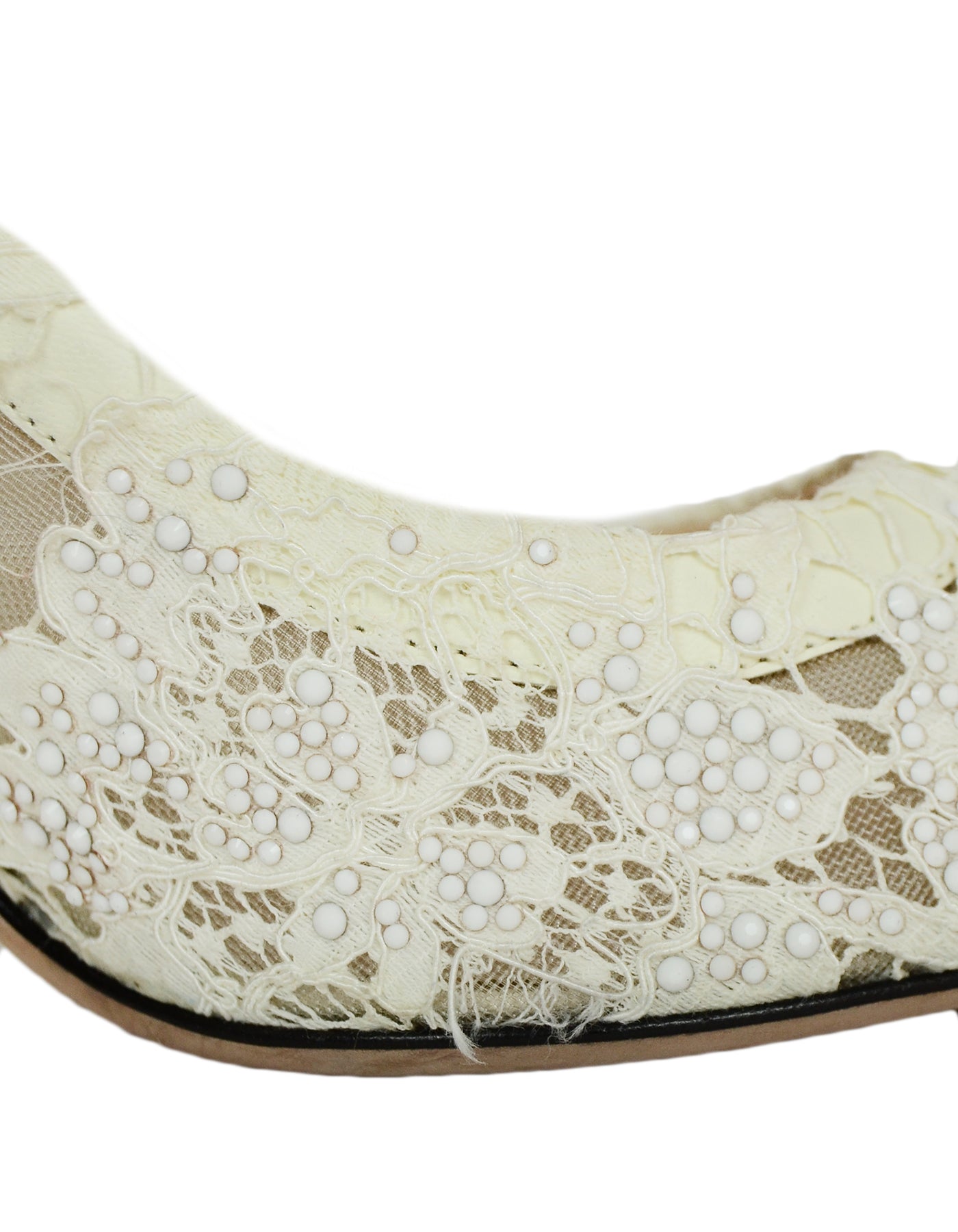 Valentino White Lace/Crystal Point Toe Pumps sz 39 rt. $1,695