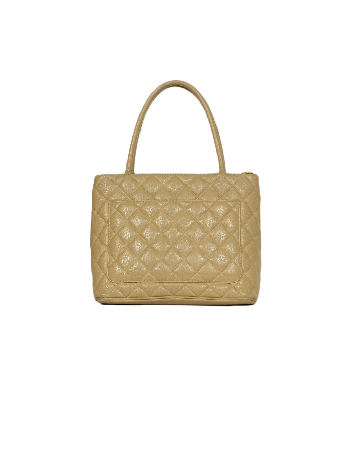 Chanel Beige Caviar Leather Medallion Tote Bag