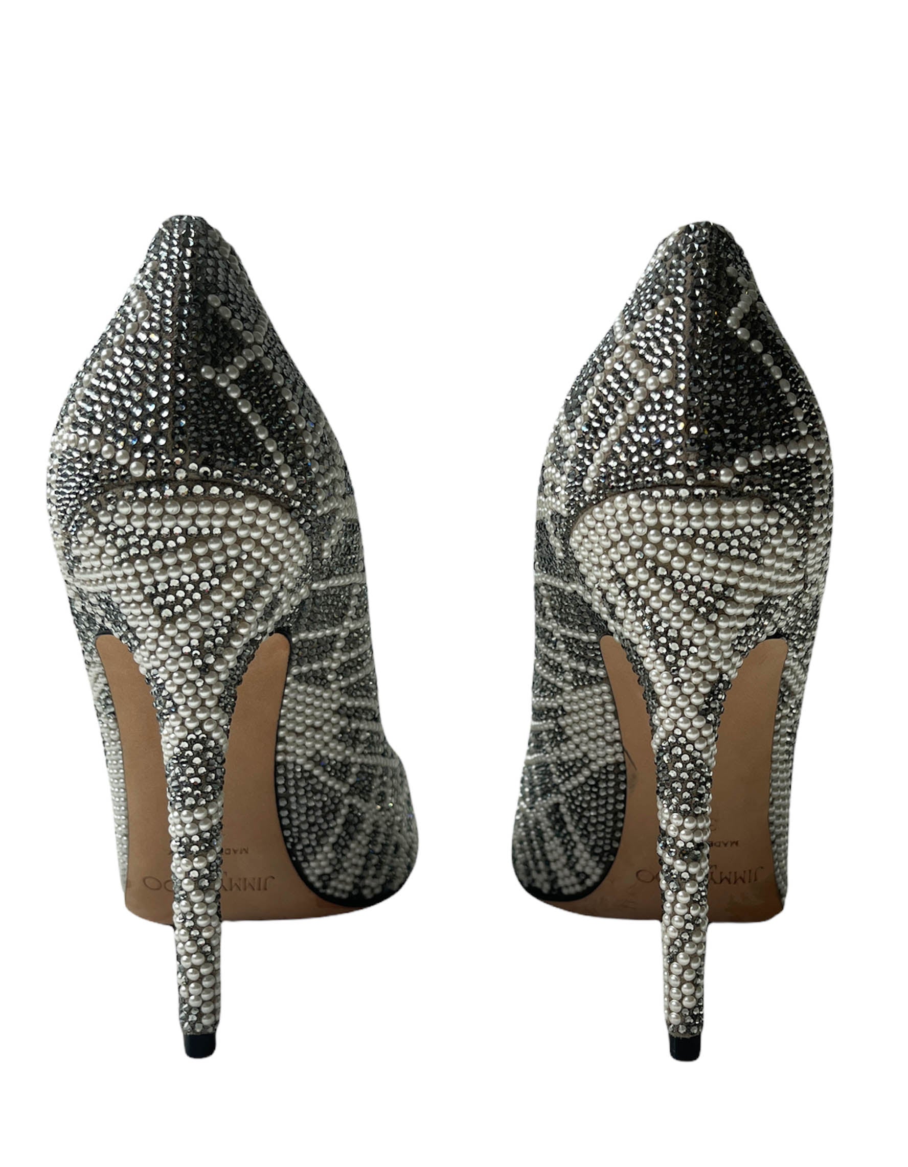 Jimmy Choo Pearl Crystal Anouk Point Toe Pumps sz 39.5