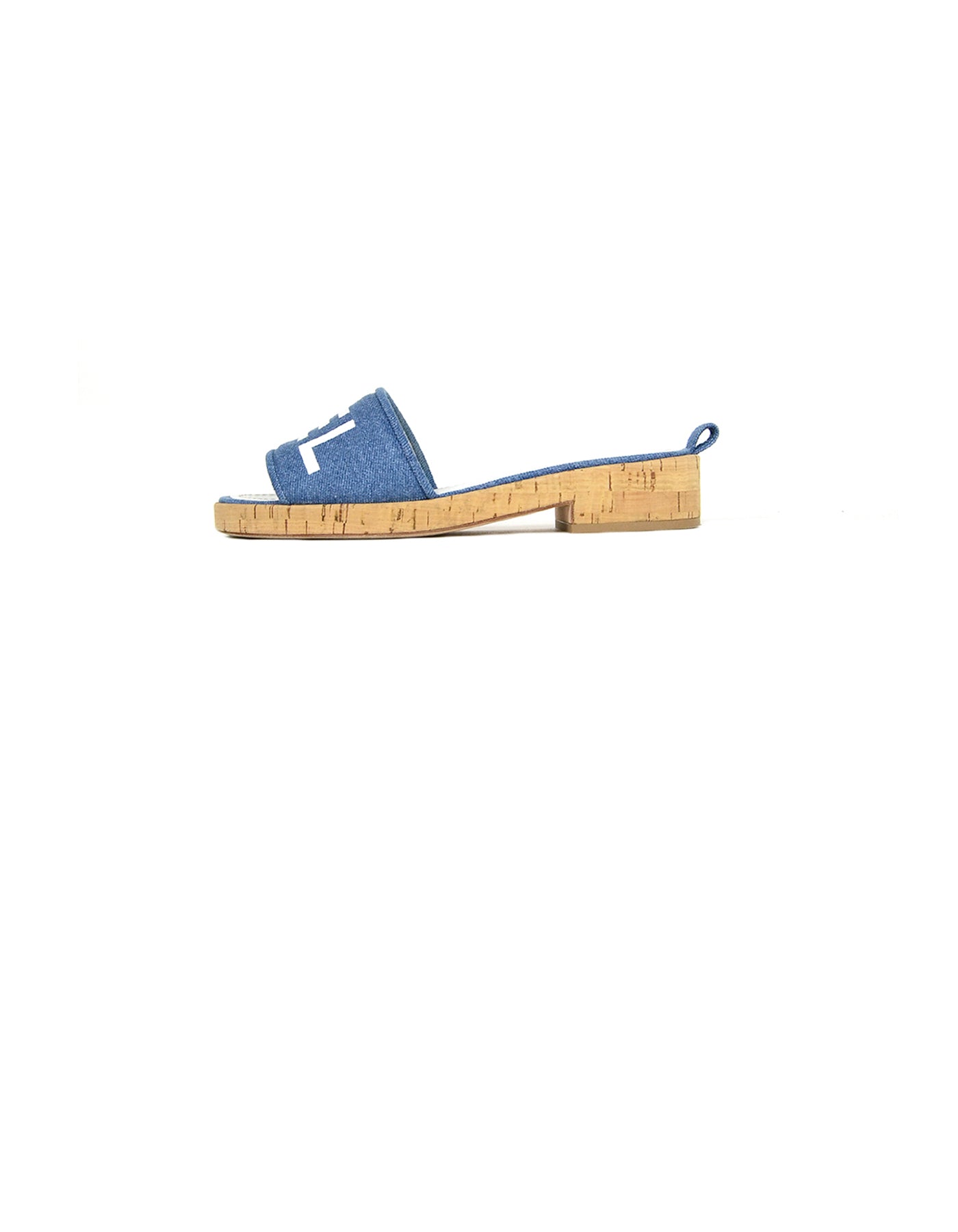 Chanel 2019 Blue Denim Logo Sandal Mules sz 39
